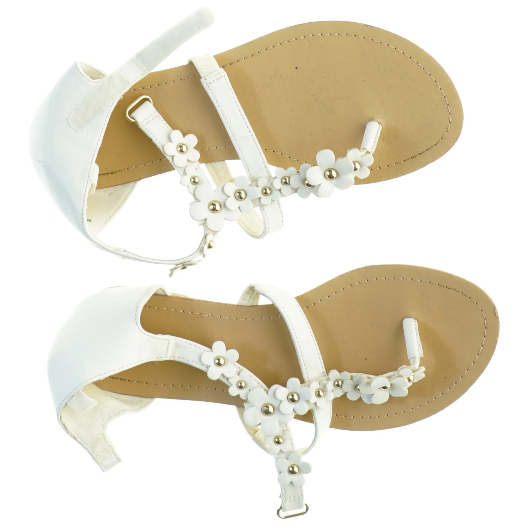 Hvide sandaler med blomsterdetaljer (str. 35)
