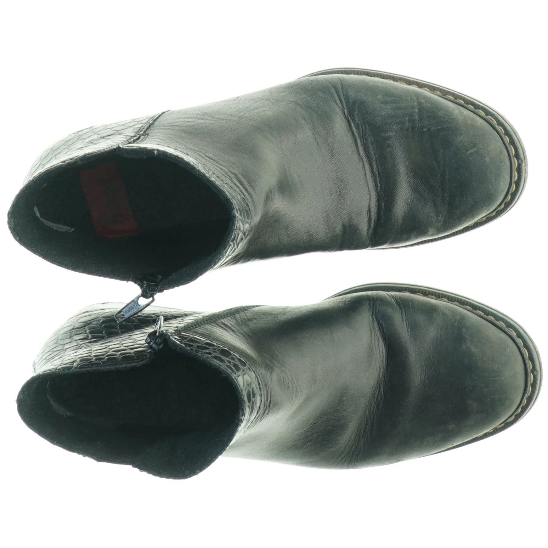 Sorte ankelstøvler med krokodilleprint fra Rieker (str. 37)