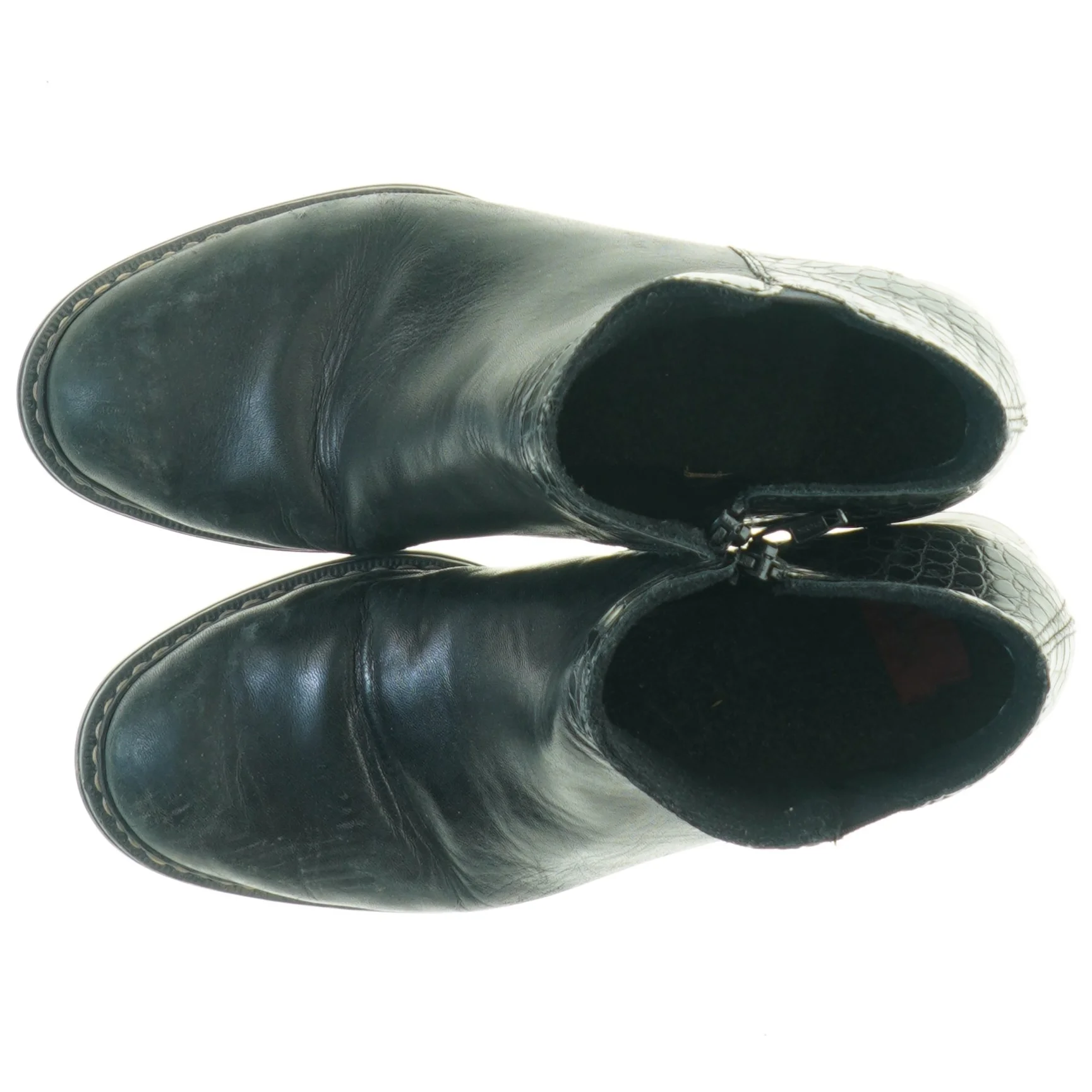 Sorte ankelstøvler med krokodilleprint fra Rieker (str. 37)