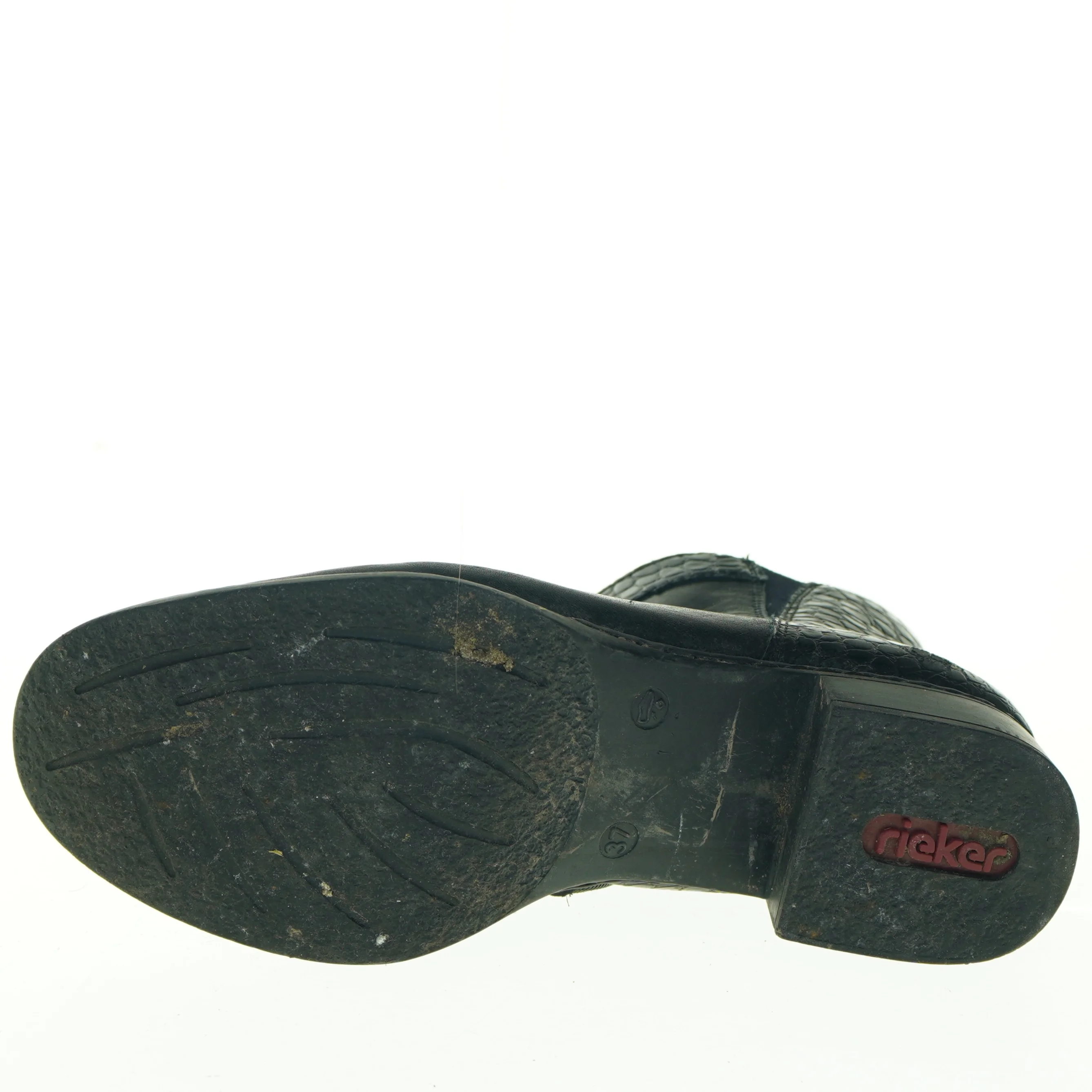 Sorte ankelstøvler med krokodilleprint fra Rieker (str. 37)