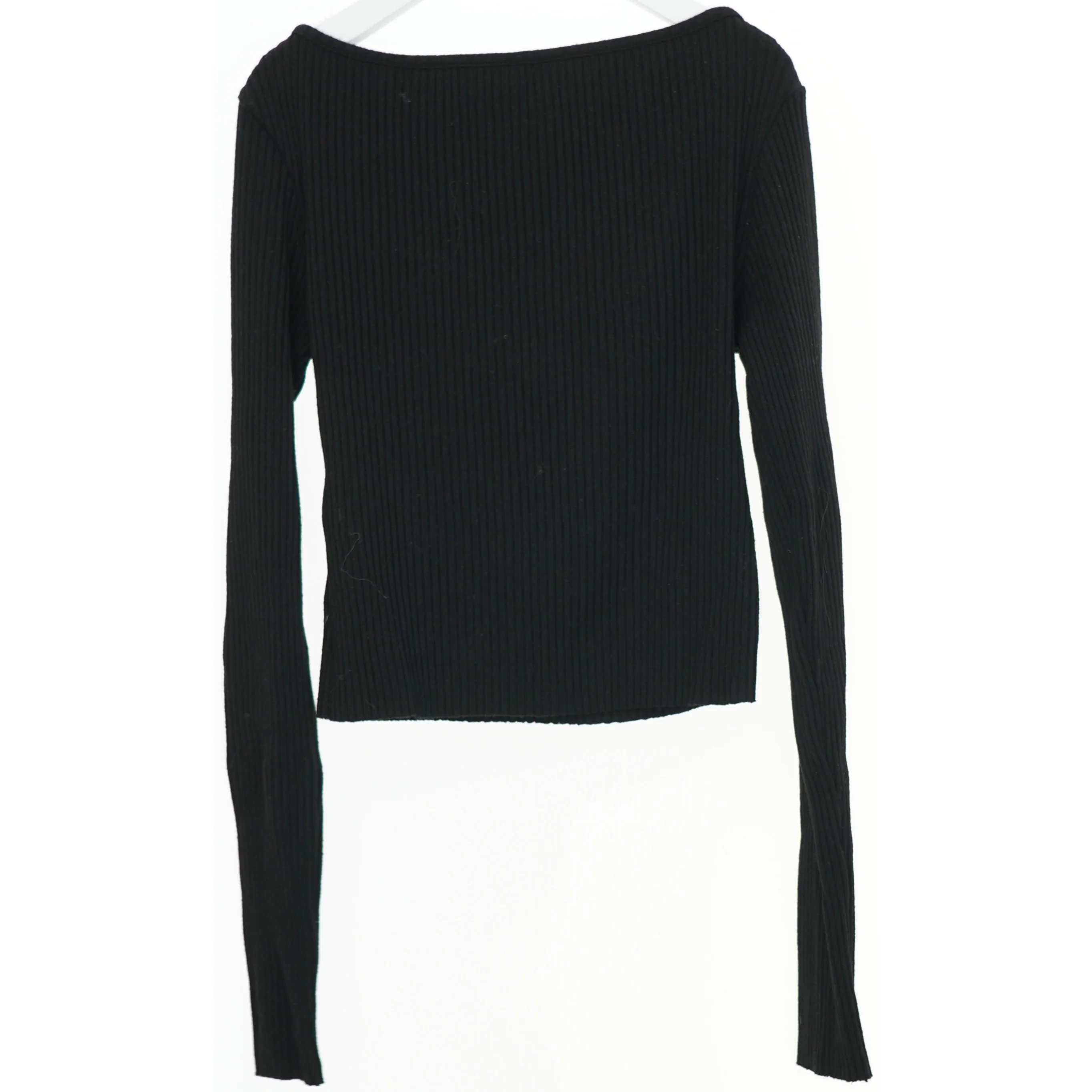 Sort ribbet bluse med lange ærmer fra H&M (str. XS)