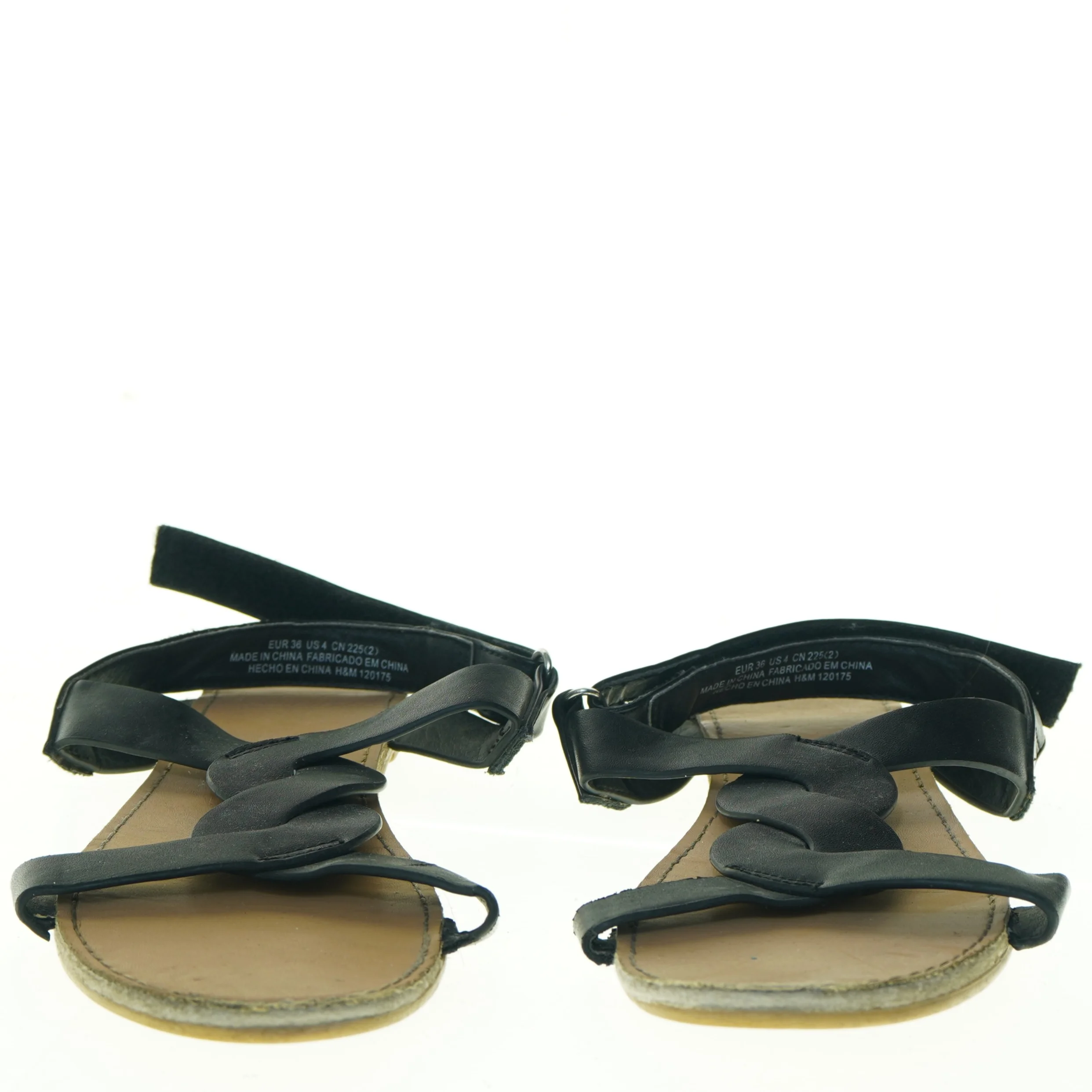 Sorte flade sandaler (str. 36)