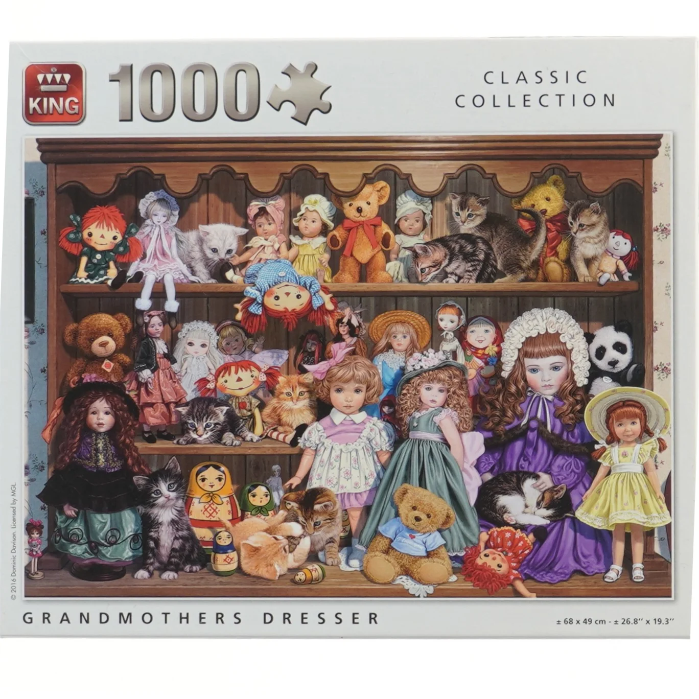 1000-brikkers puslespil med dukker og katte fra King (str. 1000 brikker 68x49 cm)