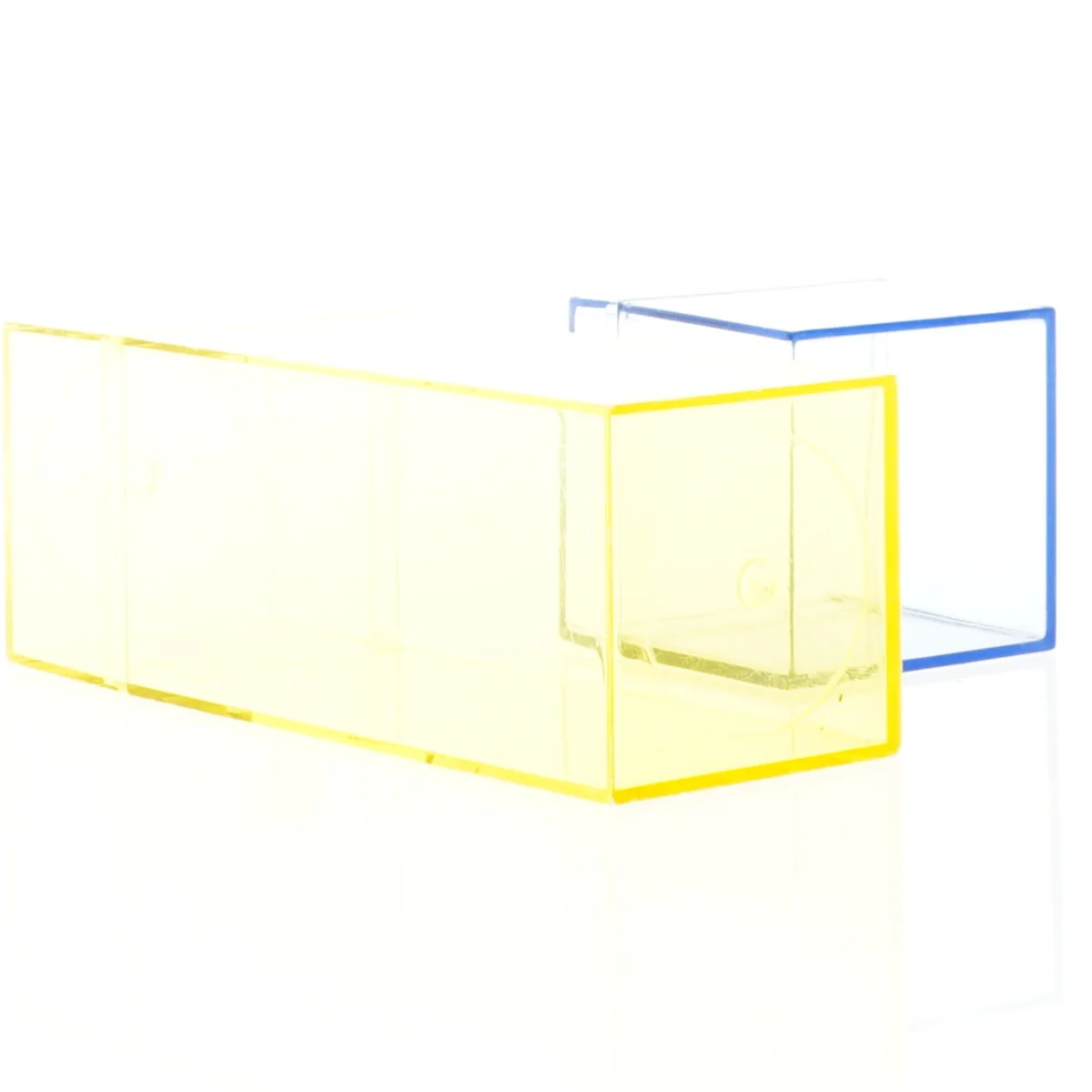 Transparente CD Cases i gul og blå (str. 6 x 6 cm og 16 x 6 cm)