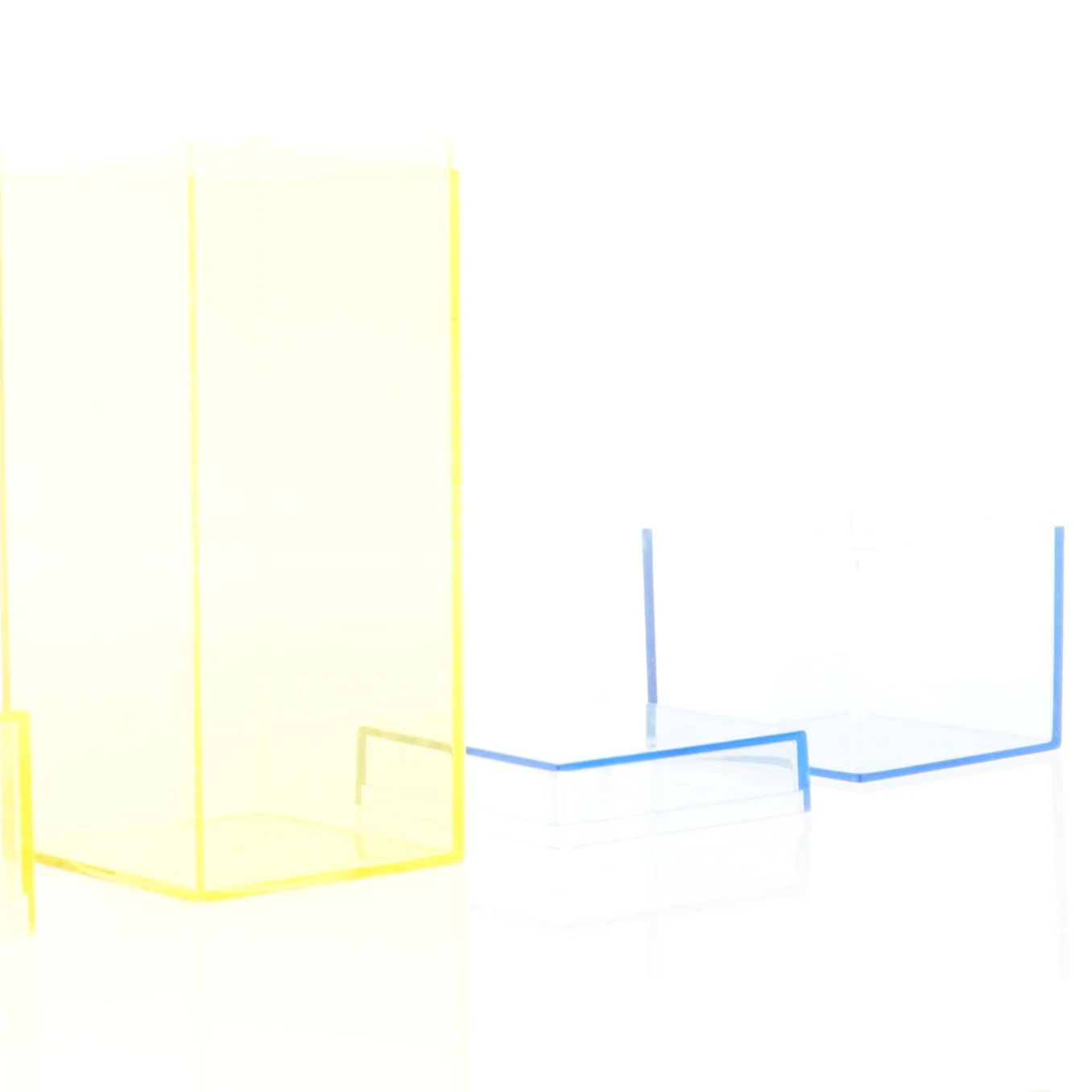 Transparente CD Cases i gul og blå (str. 6 x 6 cm og 16 x 6 cm)