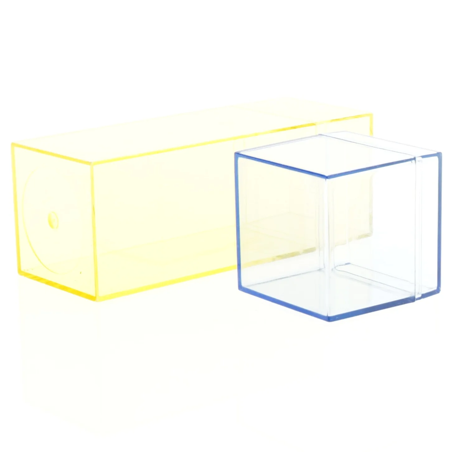 Transparente CD Cases i gul og blå (str. 6 x 6 cm og 16 x 6 cm)