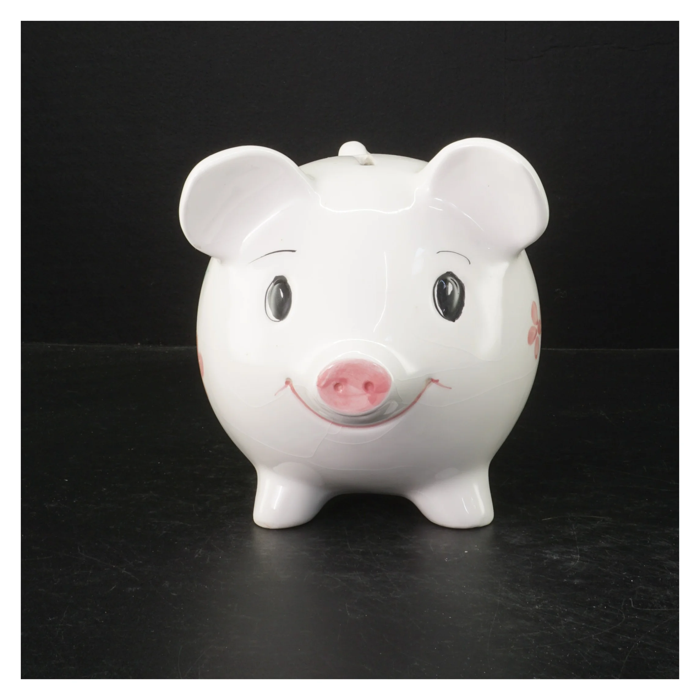 Keramik sparegris med blomstermotiv (str. 20 cm)