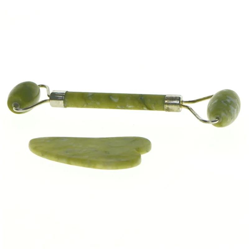 Jade roller og gua sha sæt (str. 7 x 4 cm og 14 x 6 cm)