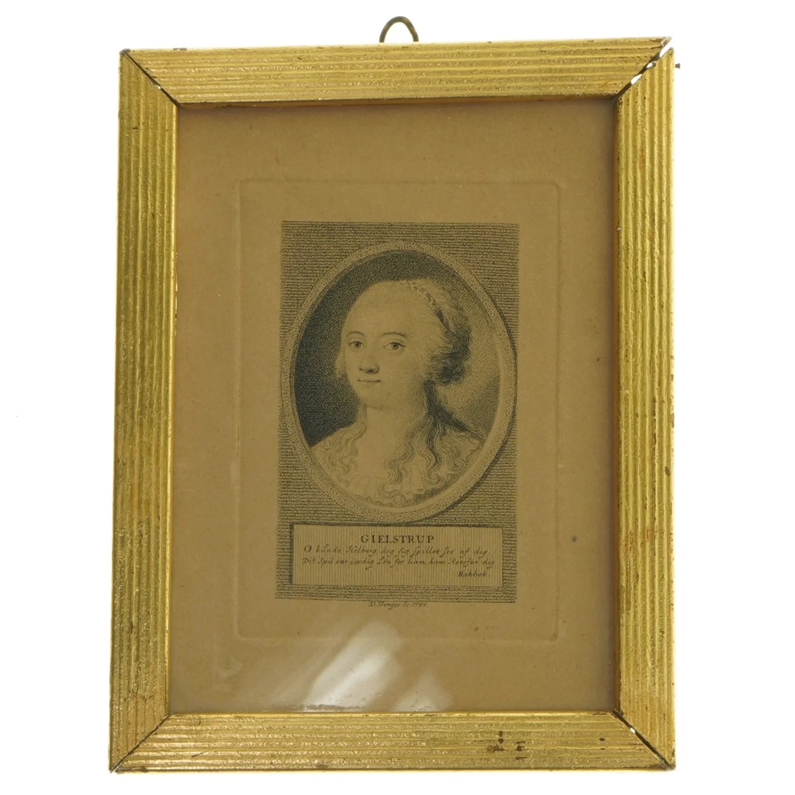 Guldramme med portr&aelig;tprint (str. 17,5x13,5 cm)