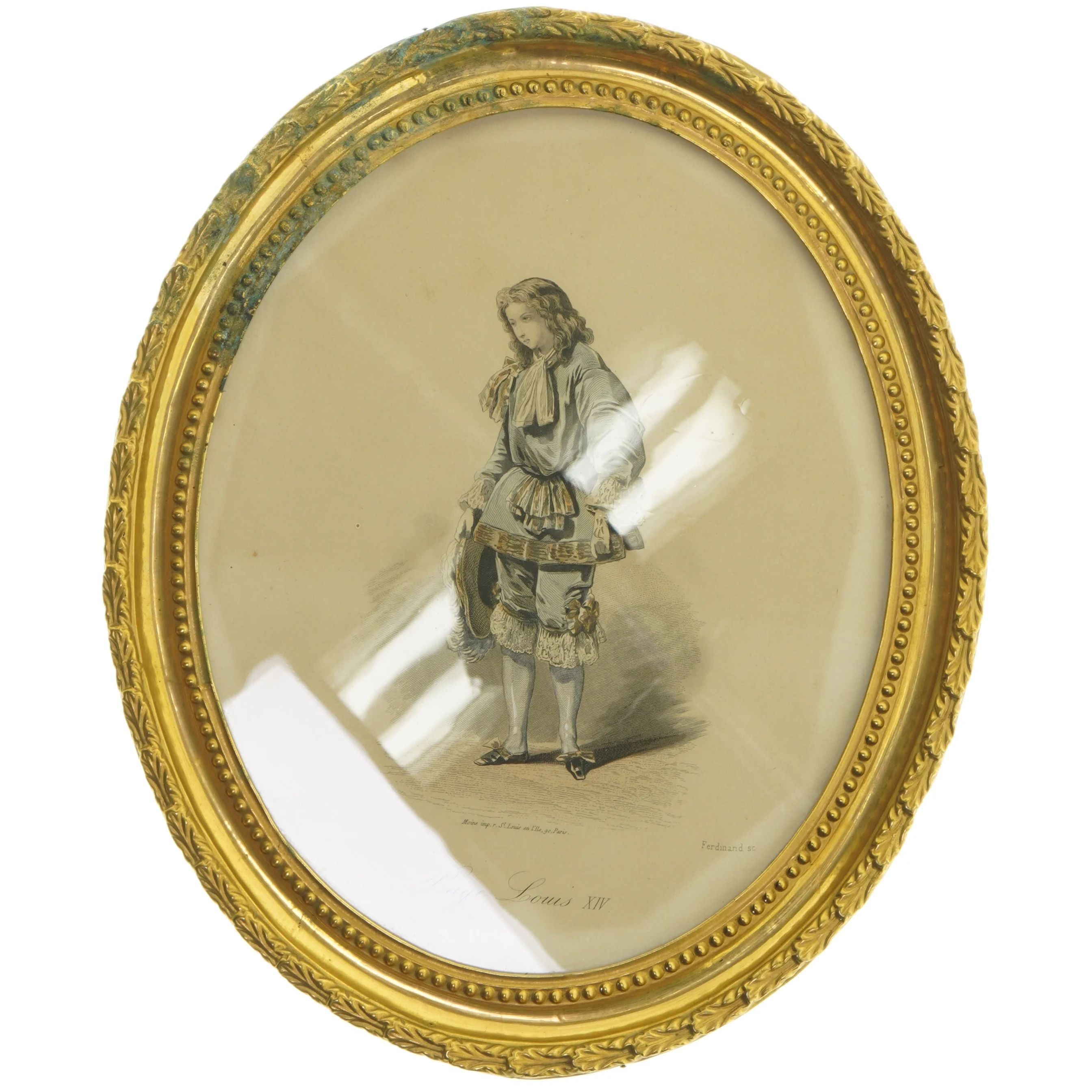 Ovalt billede med guldramme (str. 31,5x26 cm)