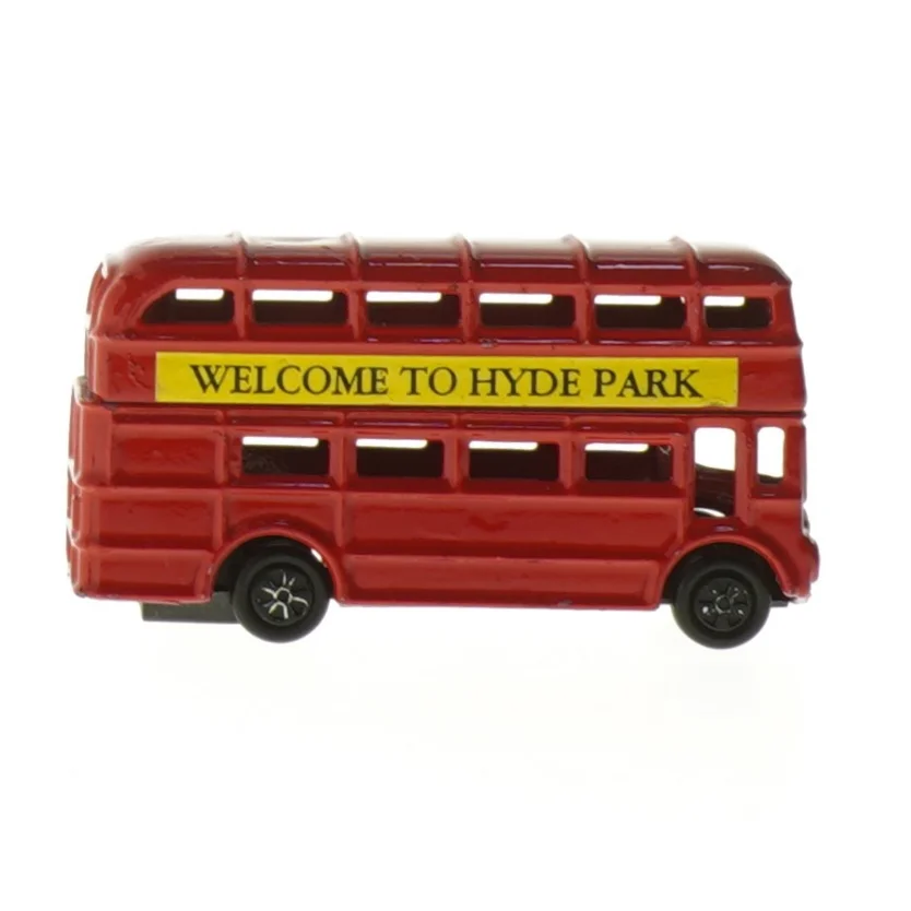 Rød dobbeltdækker legetøjsbus (str. 9x5 cm)