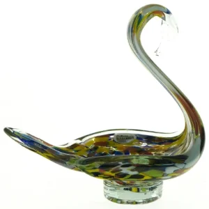 Glasfigur i form af svane (str. 17 x 10 cm)