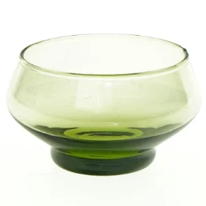 Retro sukkerskål i grønt glas (str. 8 x 9 cm)