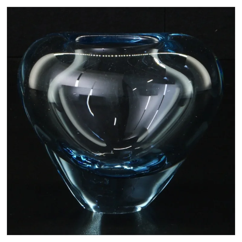 Holmegaard hjertevase i blåt glas (str. 10 x 9 x 7 cm)