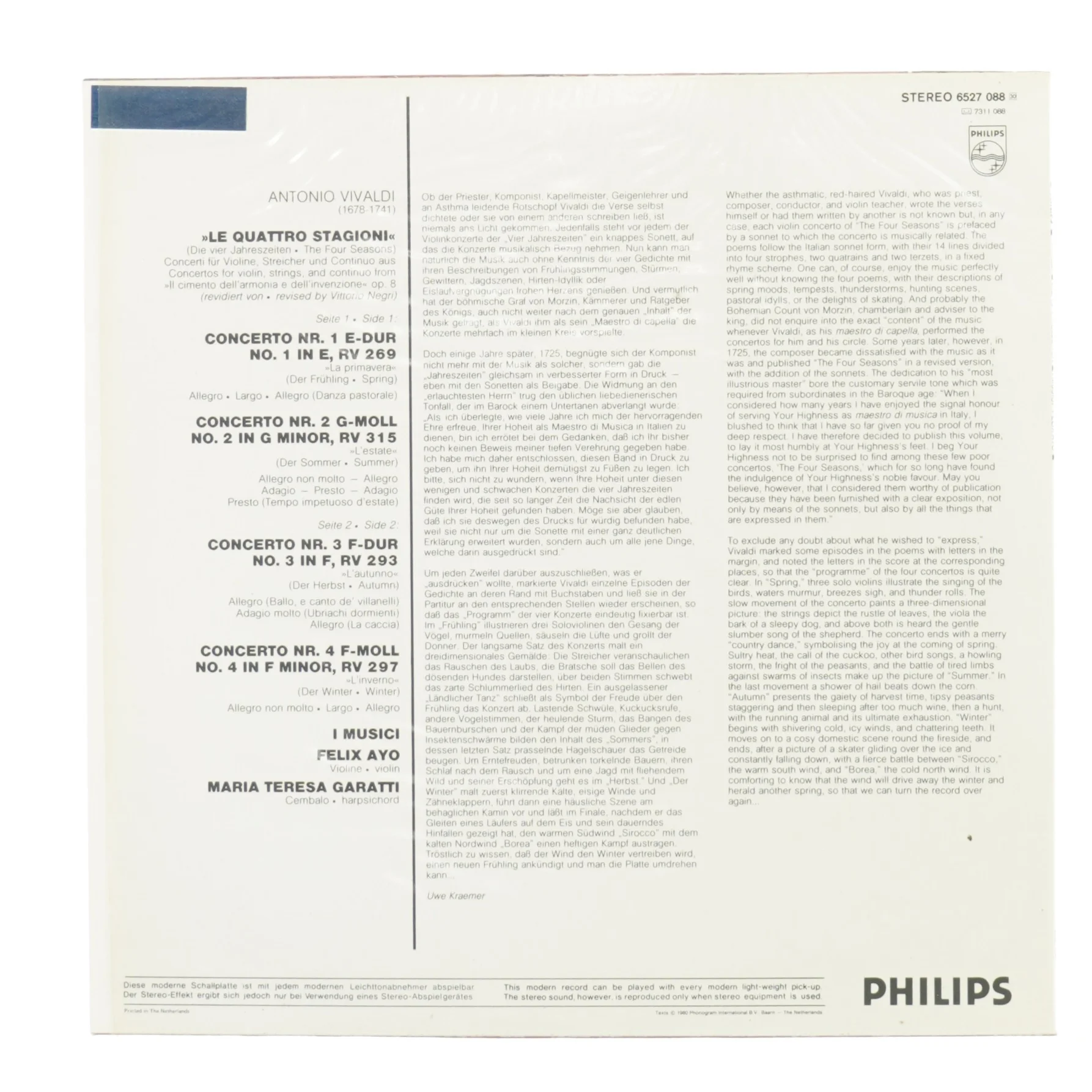 Vivaldi: die vier jahreszeiten fra Philips (str. 30 cm)