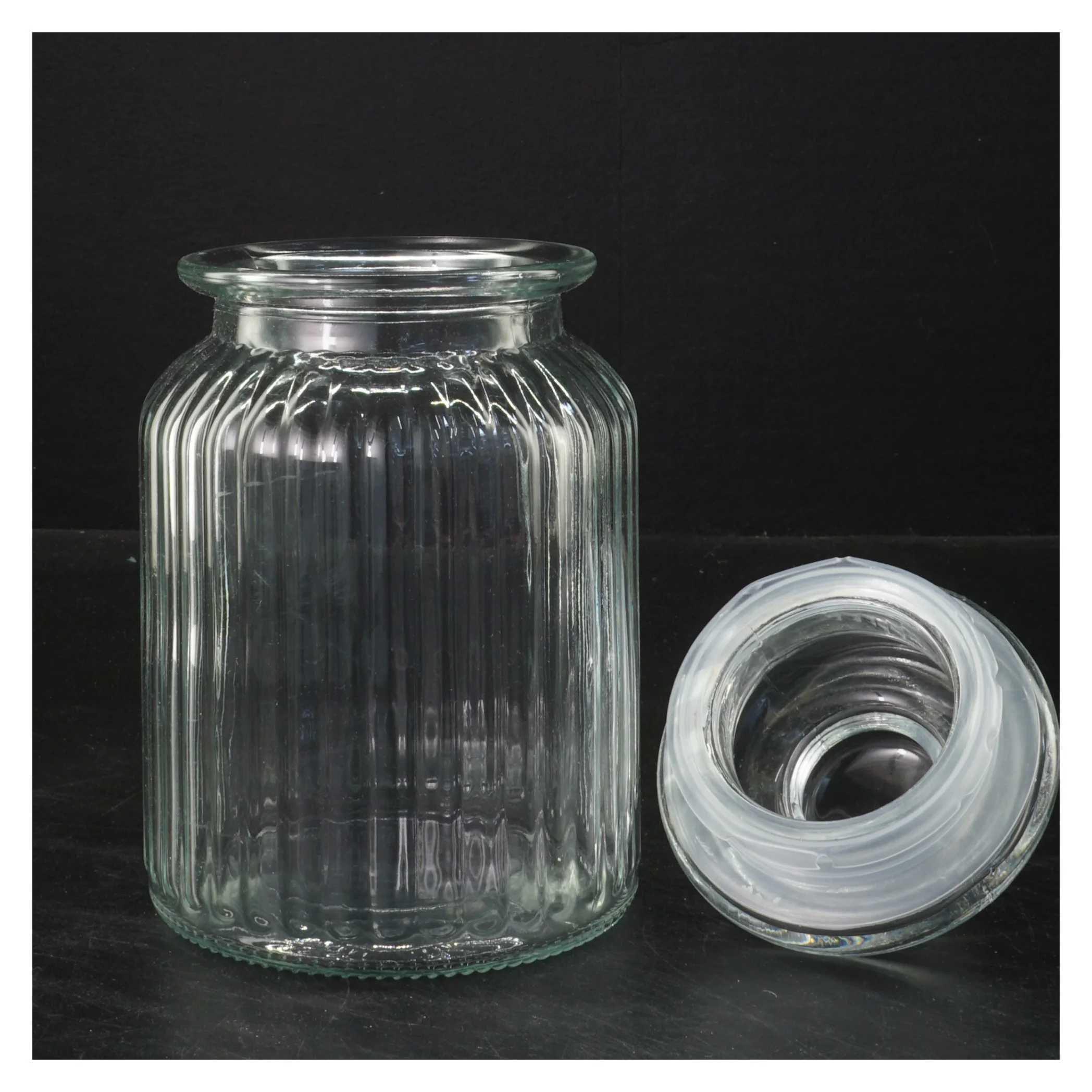 Glaskrukke med låg (str. 18 cm)