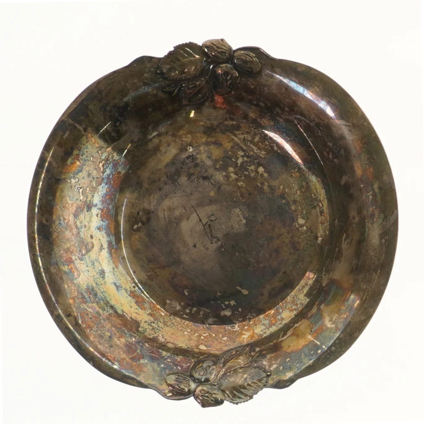 Antik dekoreret skål (str. Ø 24,8 cm)