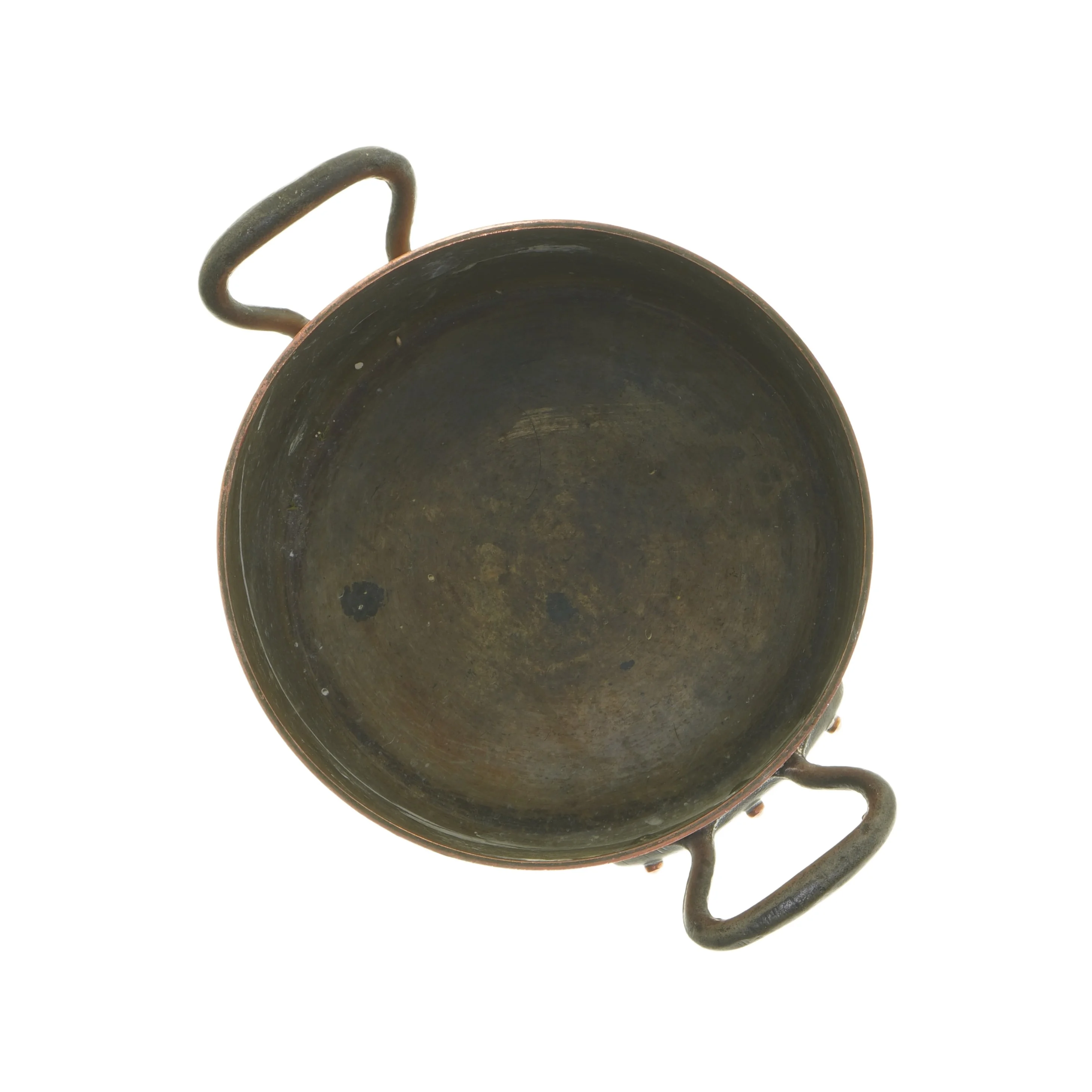 Kobbergryde med sorte håndtag (str. Ø 20x12 cm)