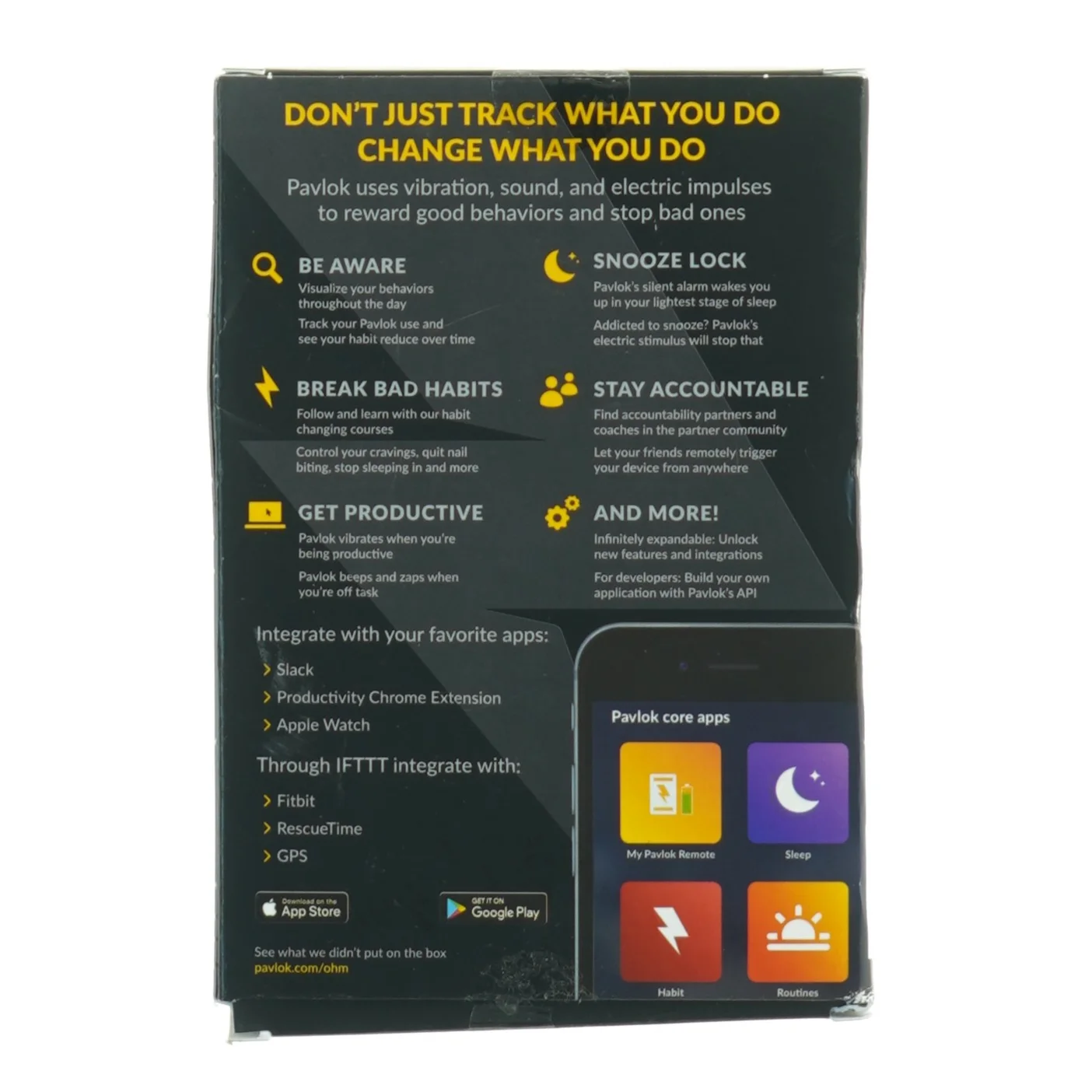 Pavlok2 adfærdsændringsarmbånd - verdens bedste lydløse vækkeur(str. 21 cm)