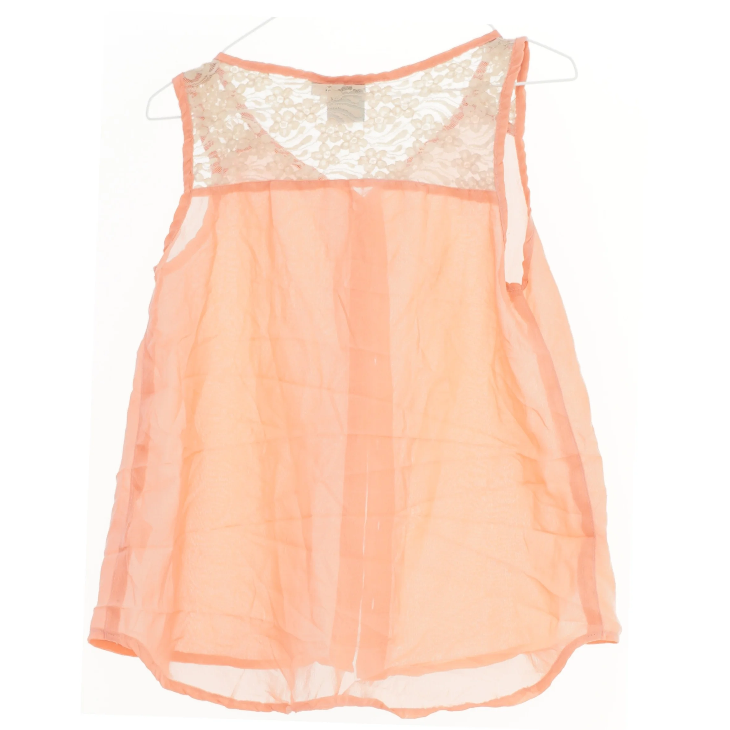 Peachfarvet top med blonder fra VRS (str. 134)