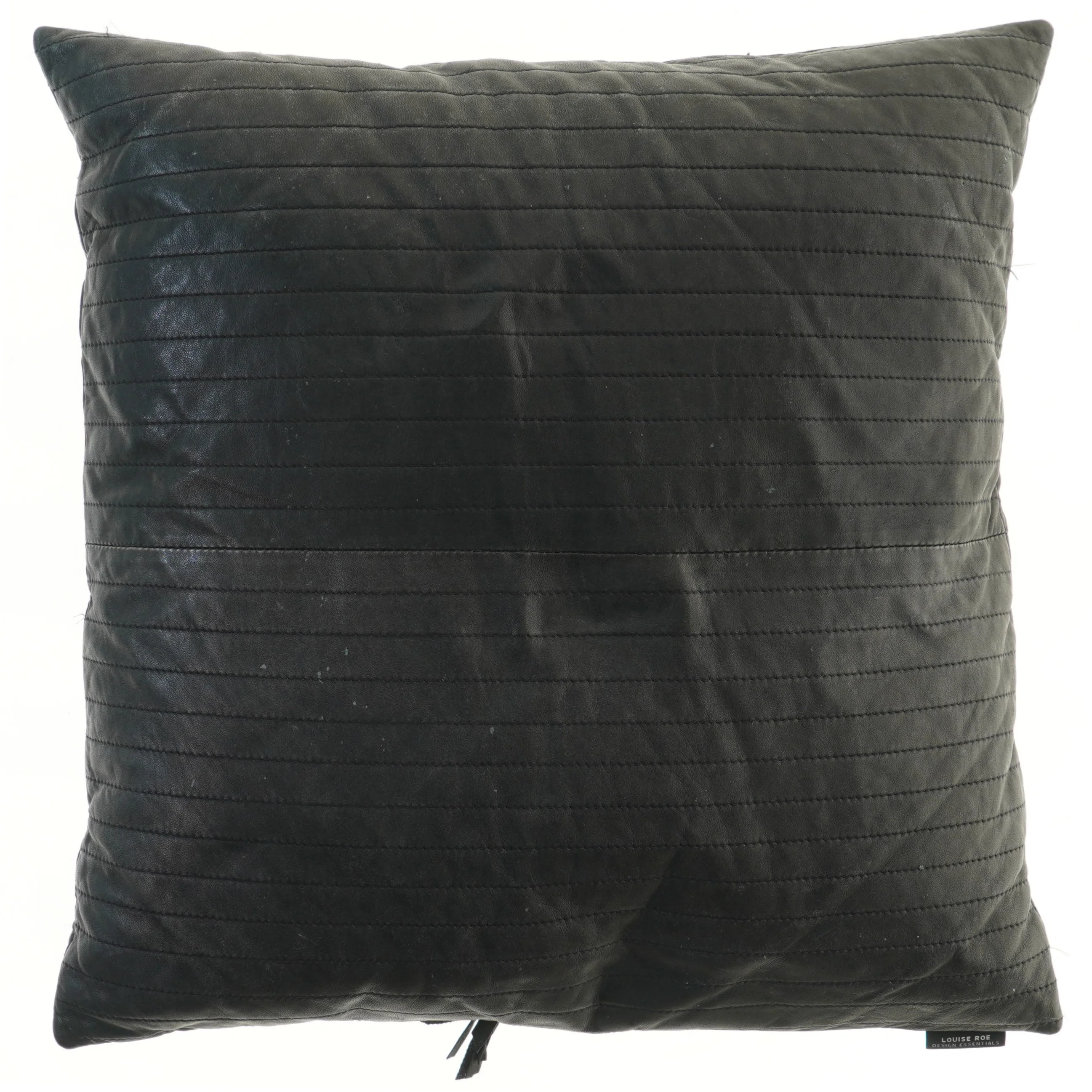Sort pude i læder fra Louise Roe (str. 44x46 cm)