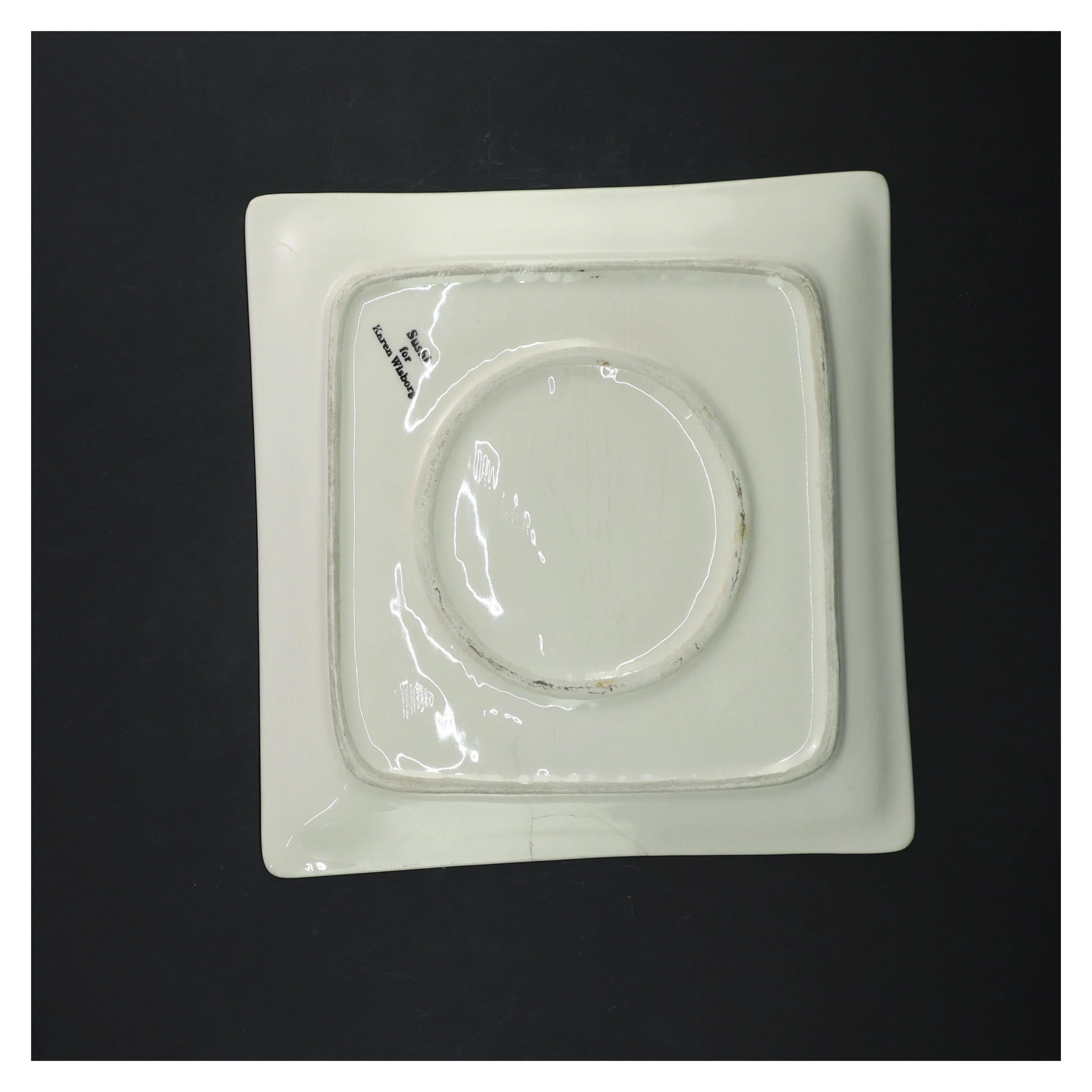 Rektangulært hvidt porcelænsfad (str. 19x19 cm)