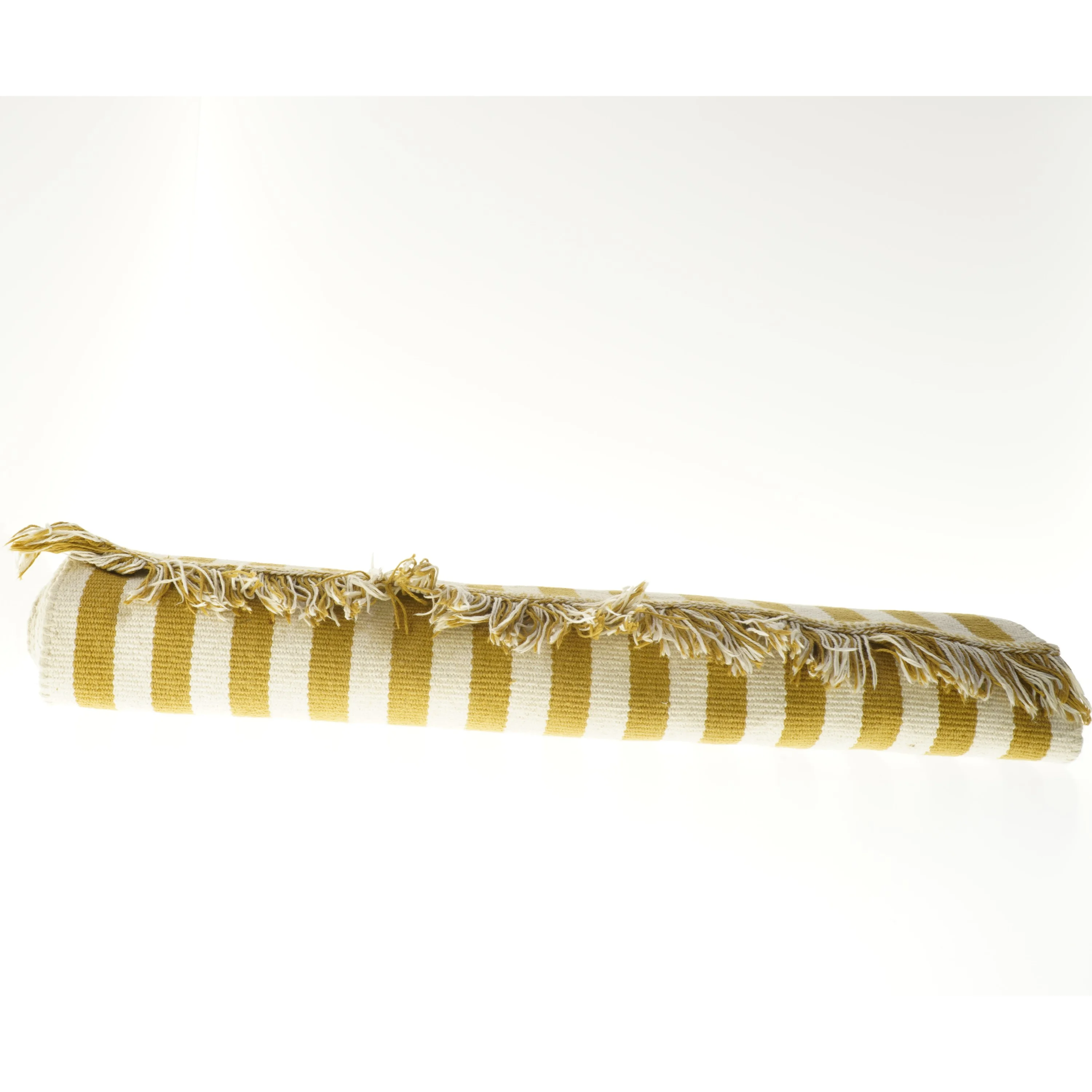 Gul og hvid stribet løber (str. 70x252 cm)