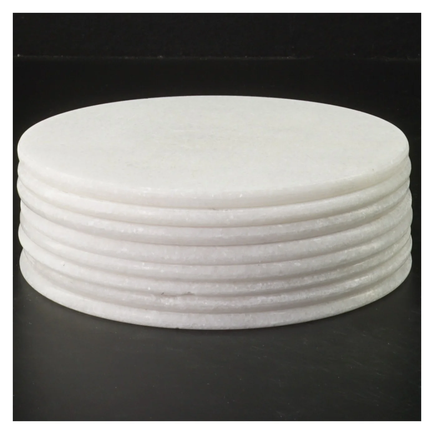 Hvide runde tallerkener, marmor(str. 8 styk, ø 15 cm) (str. 8 styk, ø 15 cm)