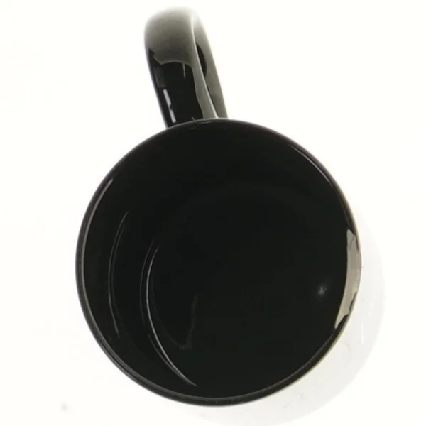 Sort kaffekrus med tryk (str. 9 cm)