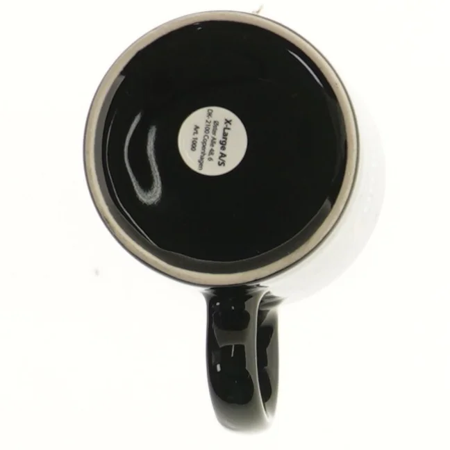 Sort kaffekrus med tryk (str. 9 cm)