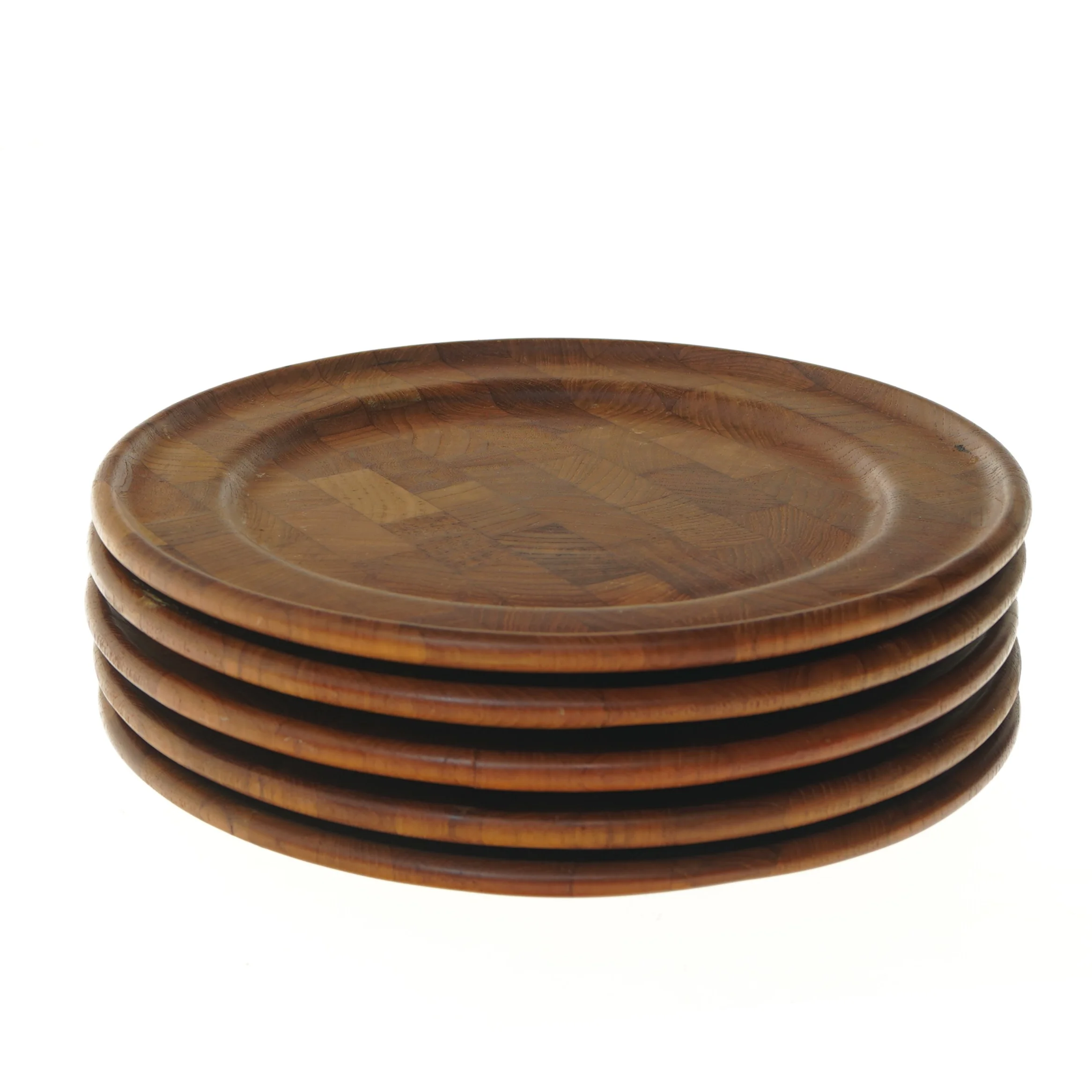 Sæt af 6 teaktræ tallerkener fra digsmed(str. Ø 28 cm) (str. Ø 28 cm)