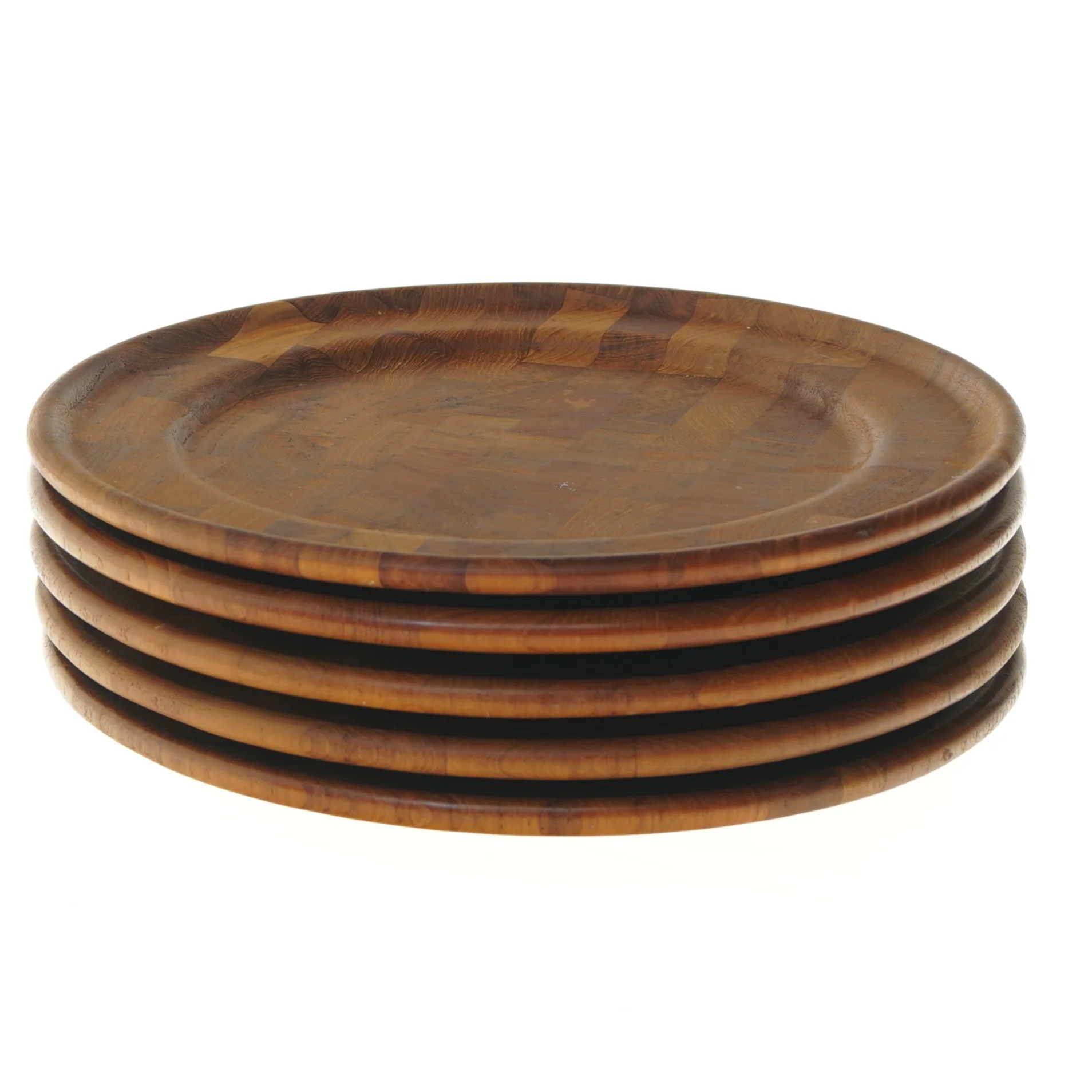 Sæt af 6 teaktræ tallerkener fra digsmed (str. Ø 28 cm)