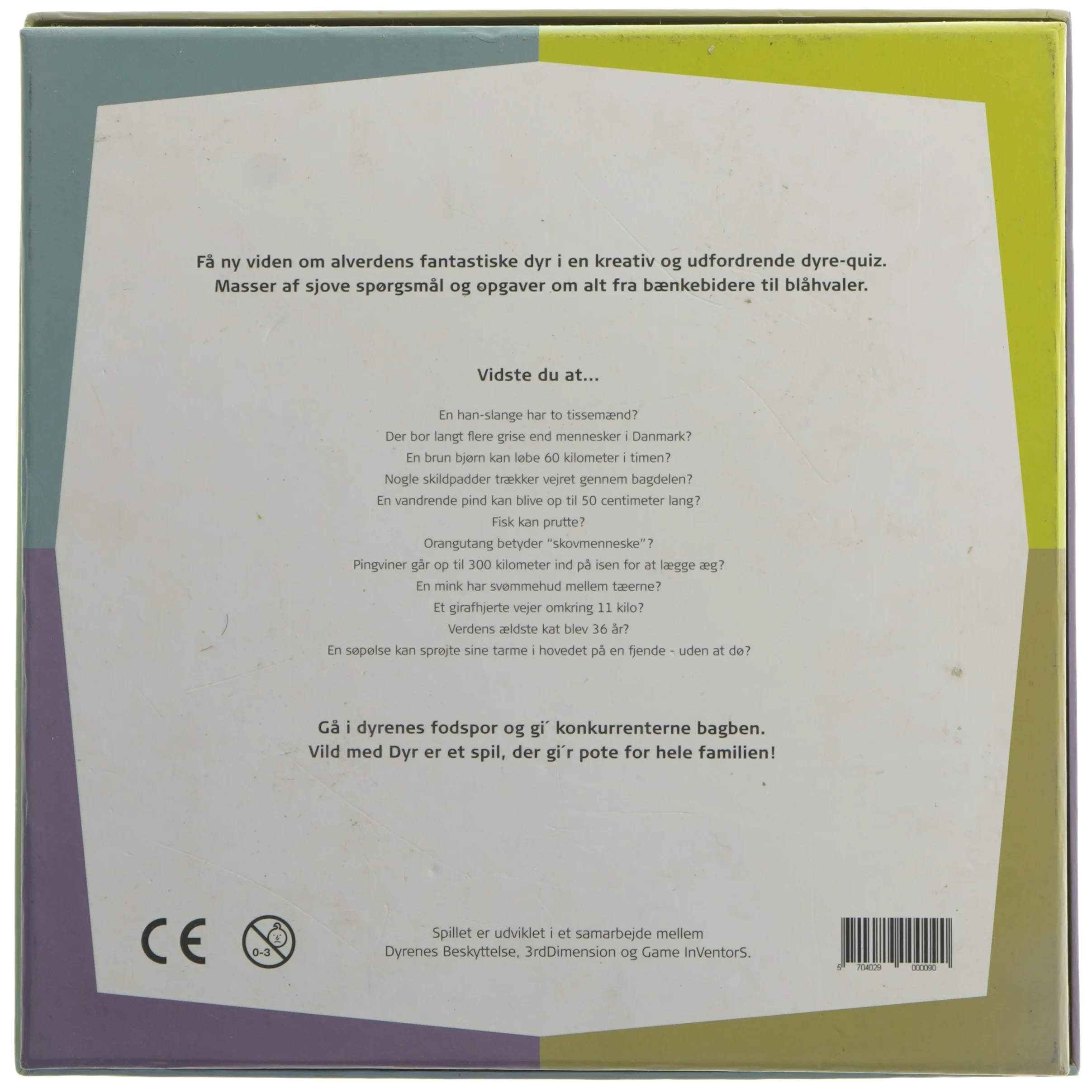 Vild med Dyr brætspil (str. 26,5x26,5 cm)