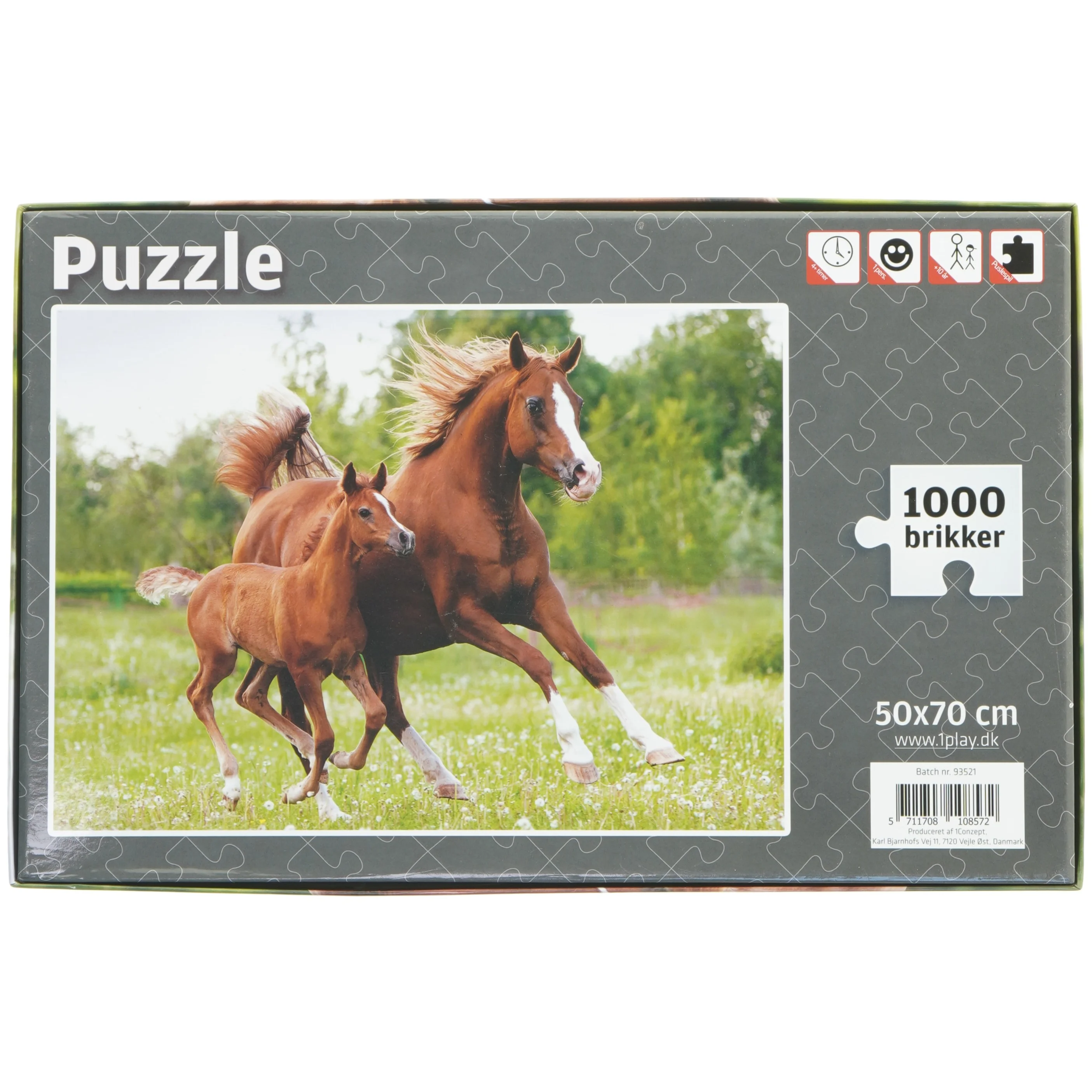 Puslespil med heste motiv fra 1play (str. 1000 brikker 50x70 cm)