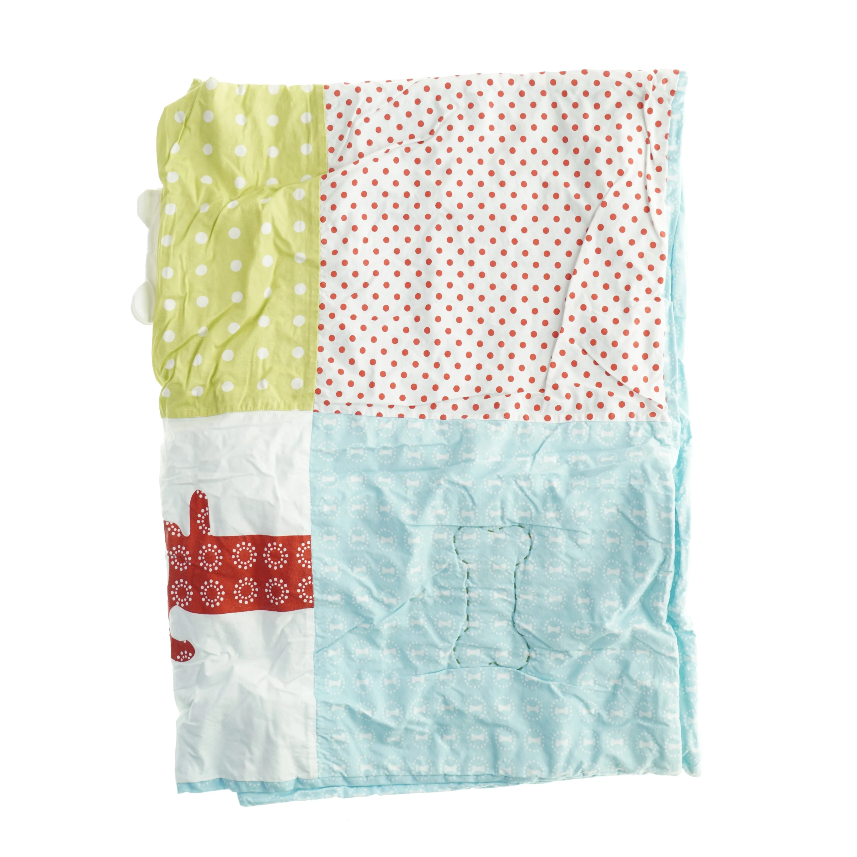 Børnetæppe med dyr og prikker fra Franck Fischer (str. 100 x, 135 cm)