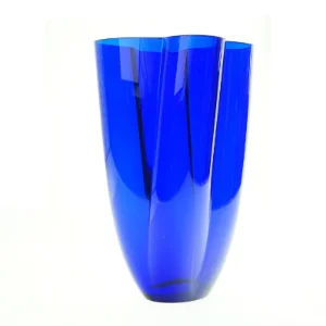 Blå glasvase (str. 34 x 21 cm)