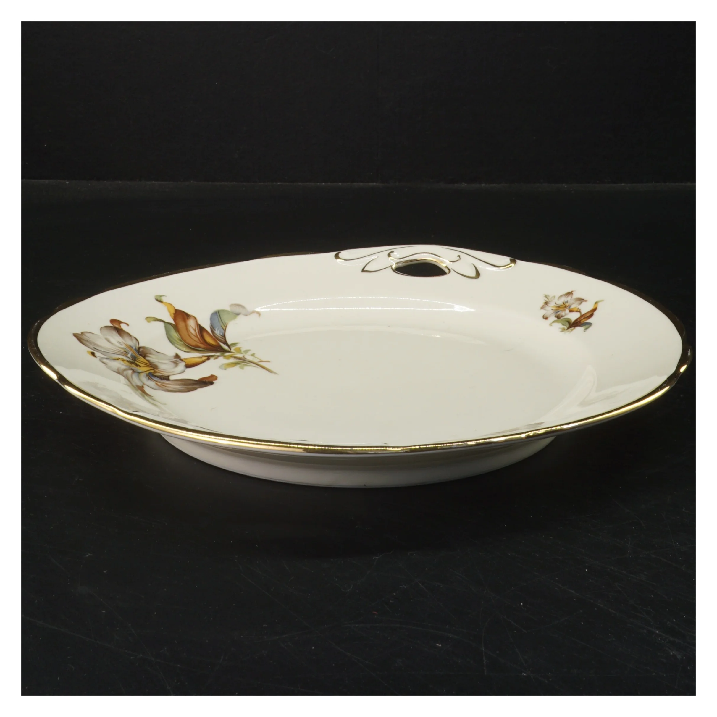 Porcelænsfad med blomster fra Rothesmann Reichenau Bavaria (str. Ø 25 cm)