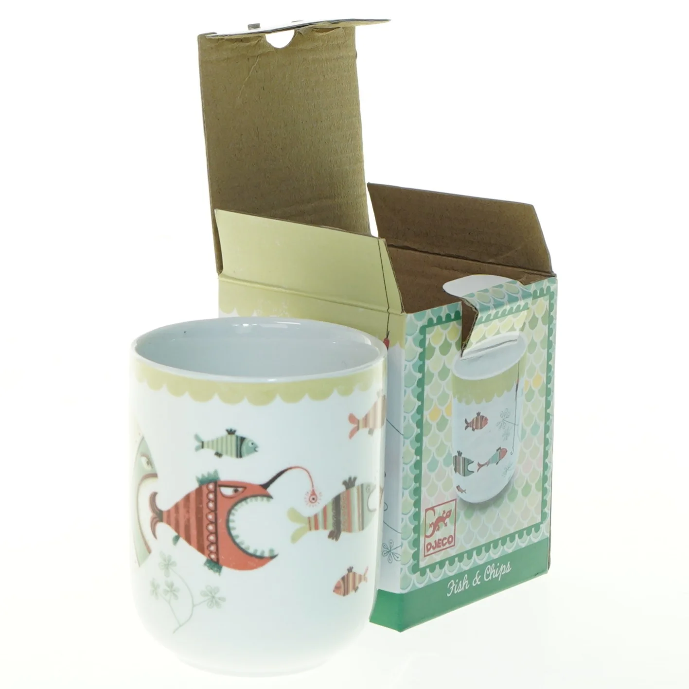 Dekoreret porcelænskop fra Djeco (str. 10x8 cm)