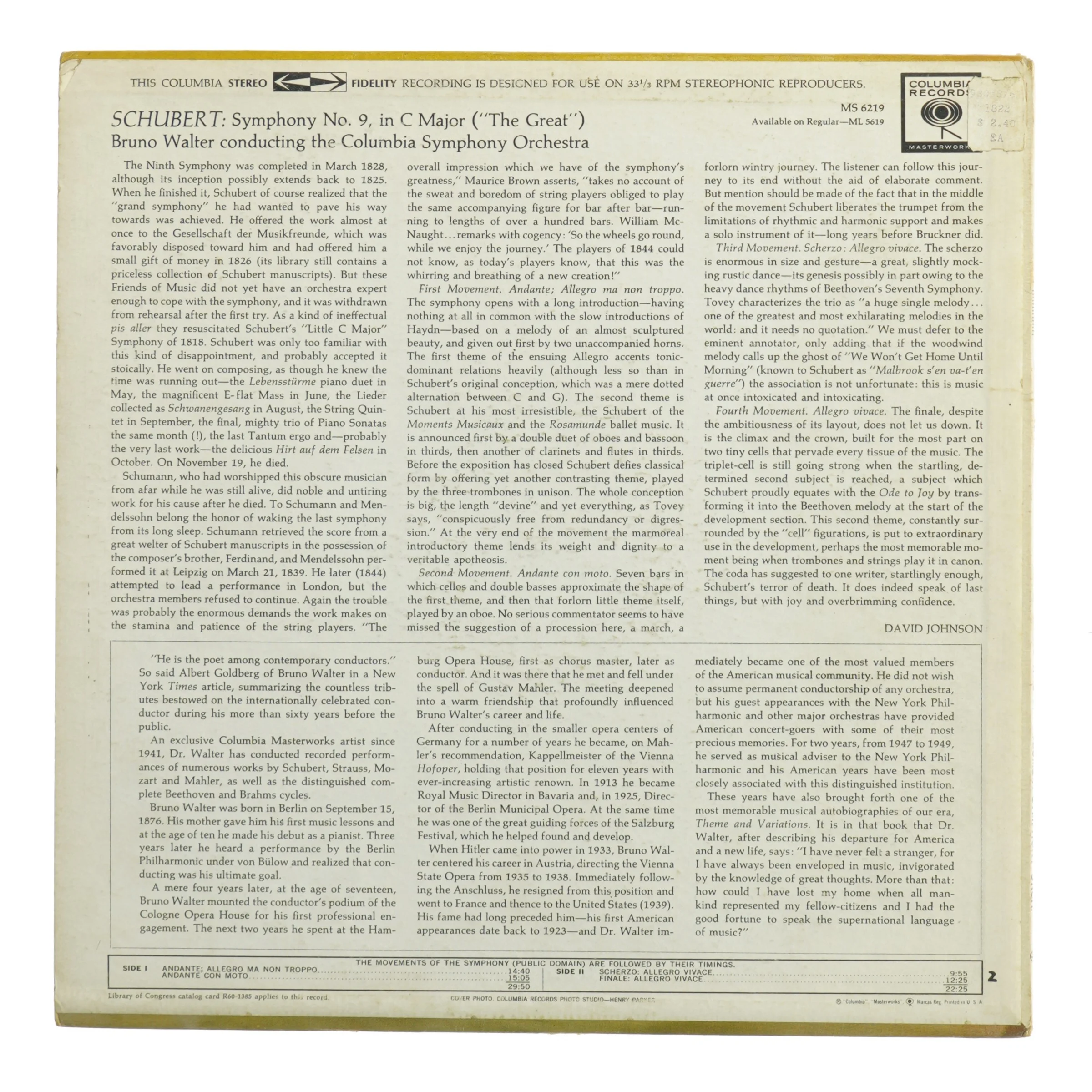 Schubert Symfoni i C-dur (LP)