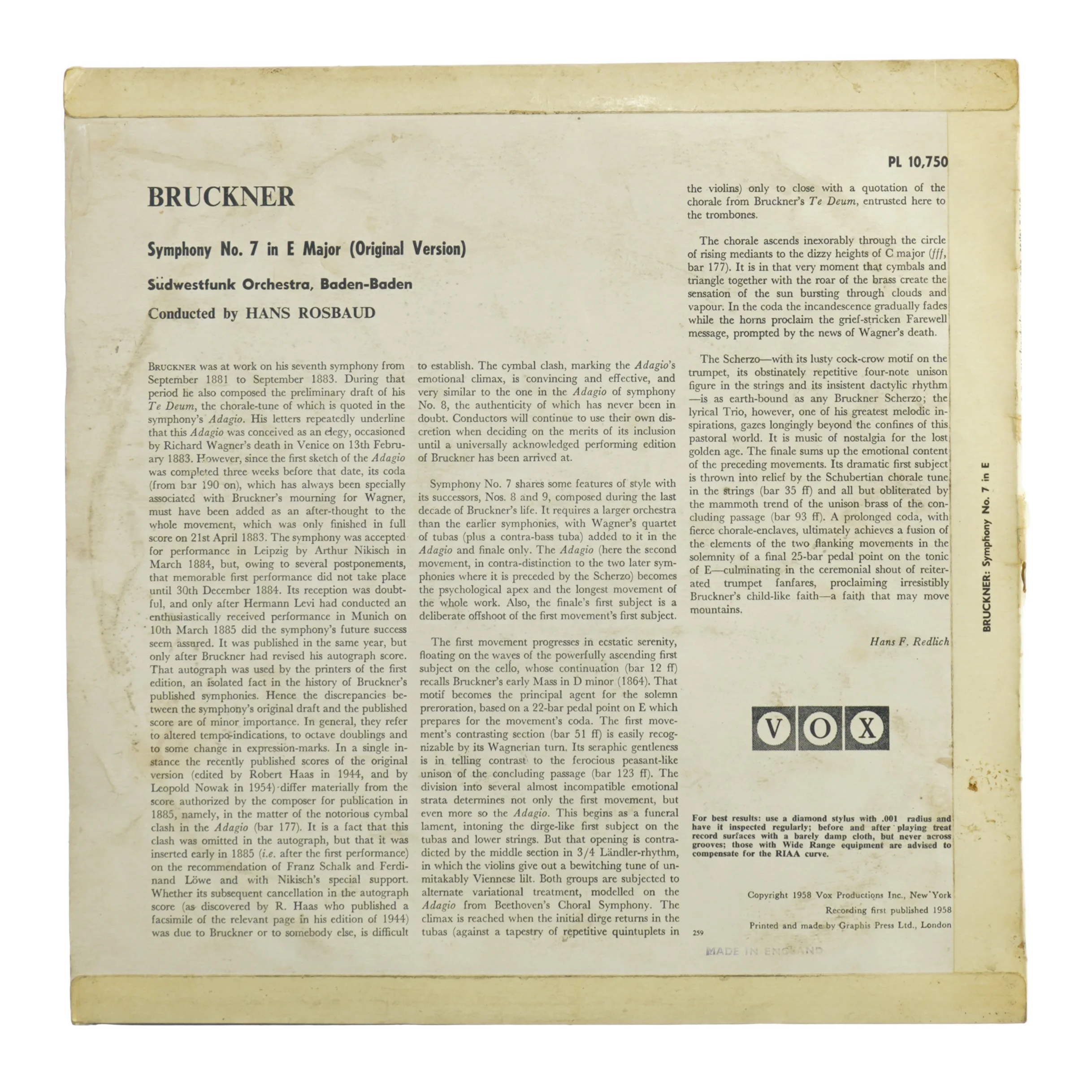 Bruckner Symphony No. 7 (LP)