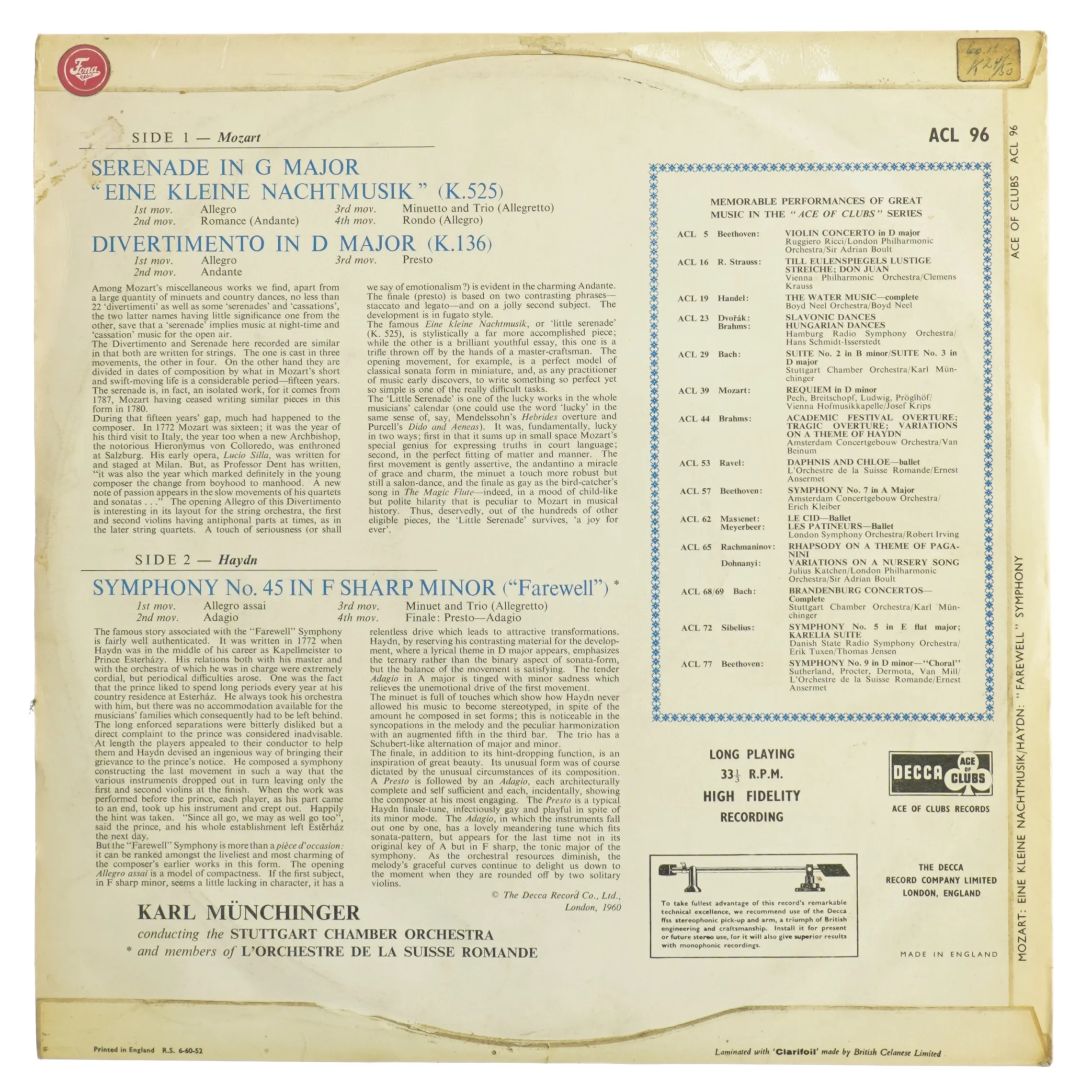 Eine Kleine Nachtmusi og Haydns fjerde symfoni (LP)