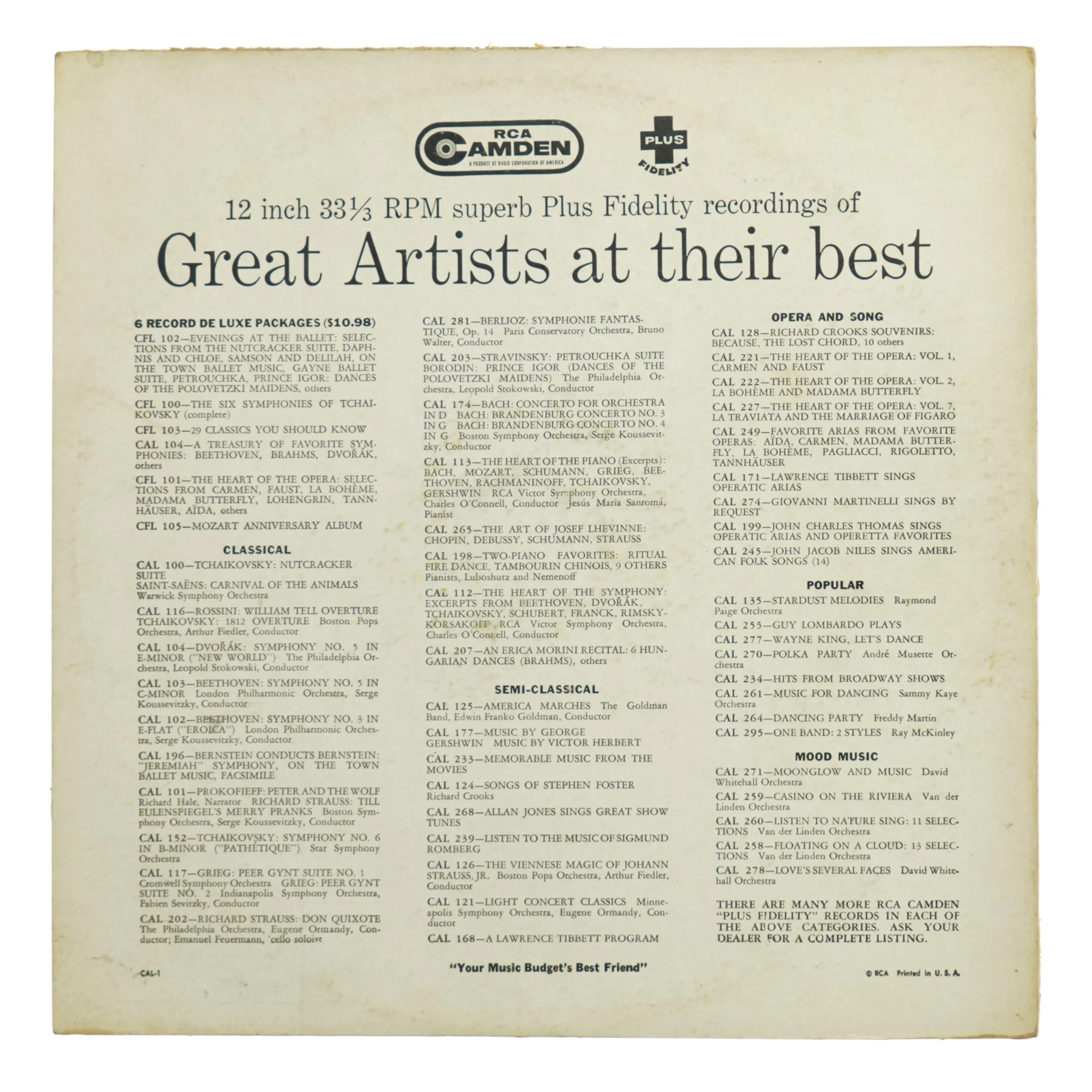 Vinylplader med klassisk og amerikansk musik