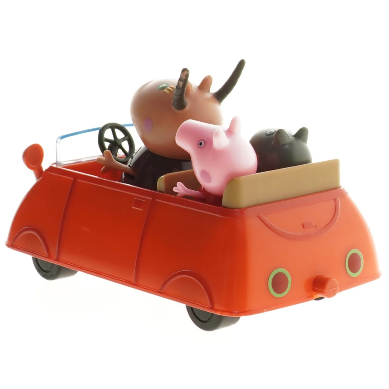 Rød legetøjsbil med figurer fra Gurli Gris (str. bil: 6x15x9 cm figur: 5-9 cm)