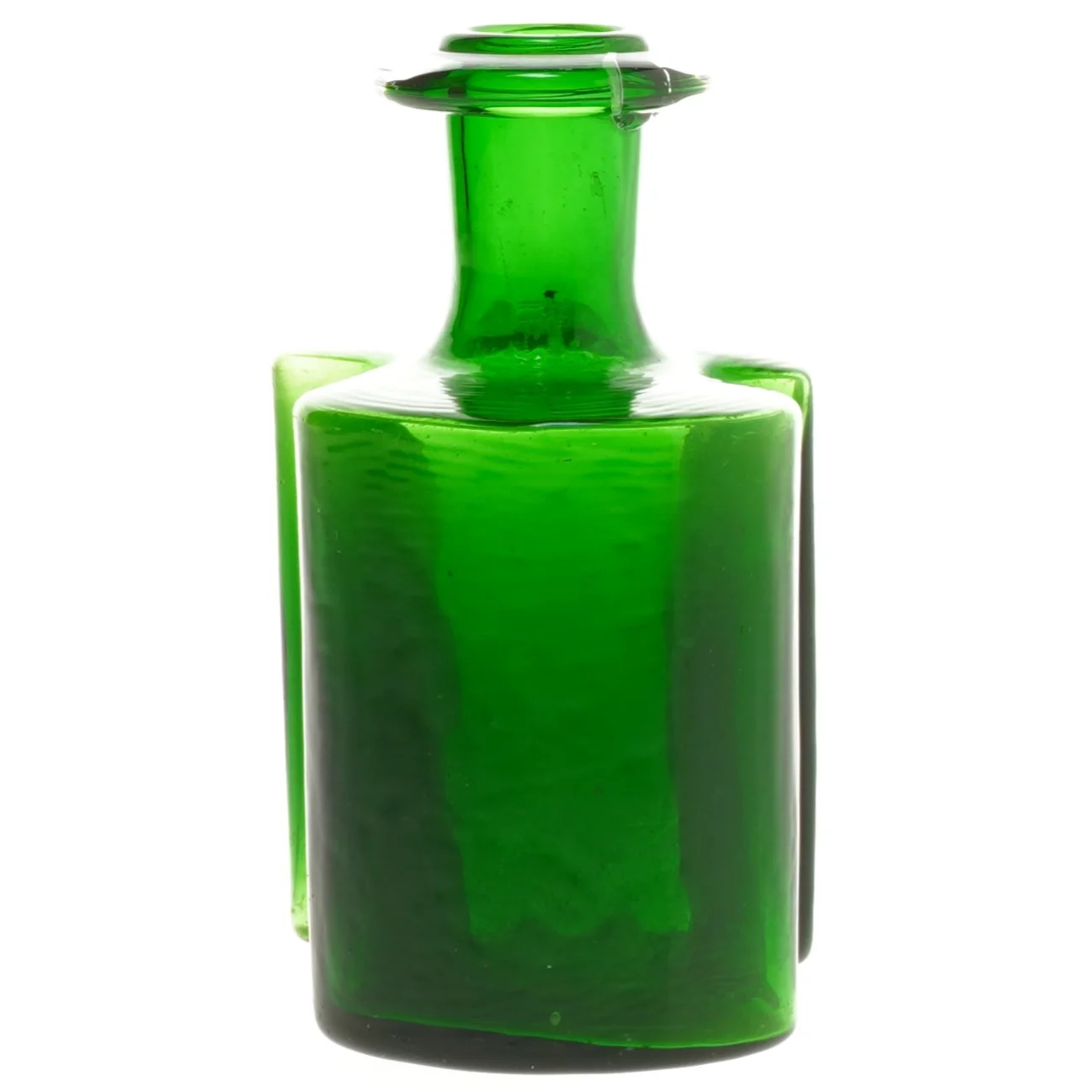 Grøn glasflaske (str. 15 cm)Gammel grøn flaske til din snaps.Snapseflaske fra Holmegaard.