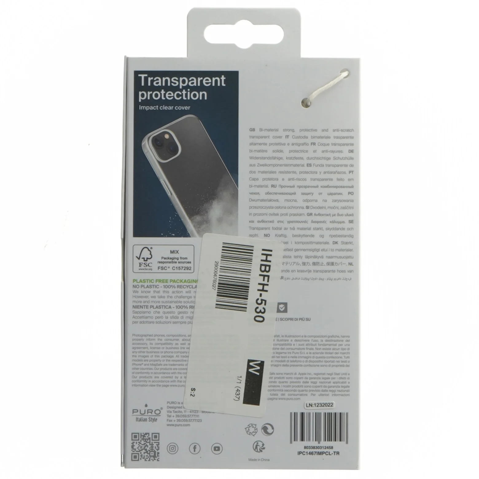 iPhone 14 Plus gennemsigtigt cover fra Puro (str. Iphone 14 plus)