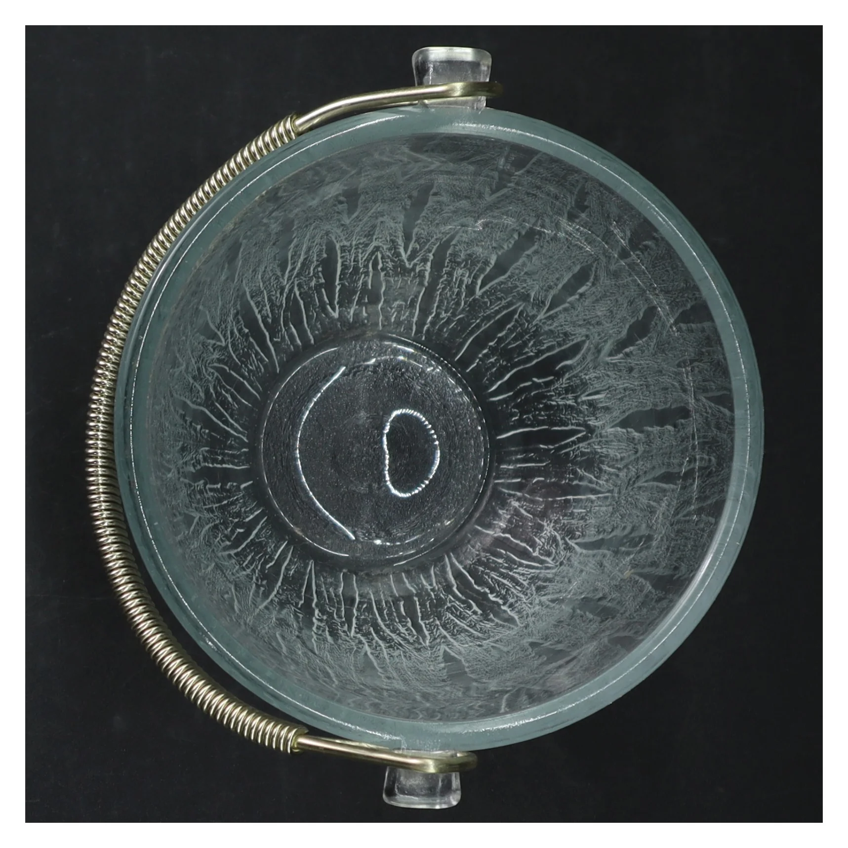 Isterningespand i glas og metal (str. H. 13,5 cm. ø. 12,5 cm)