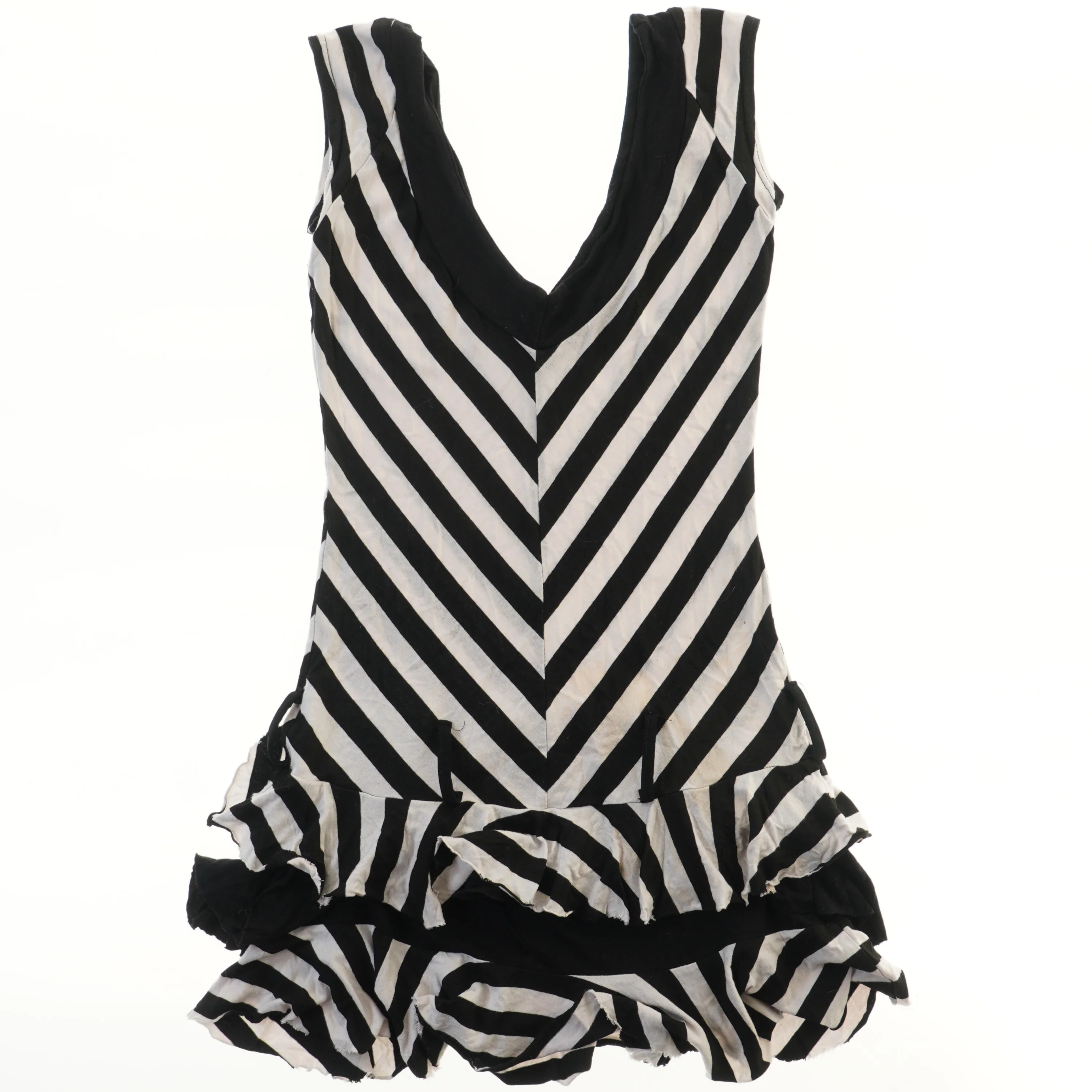 Sort og hvid stribet kjole (str. M)