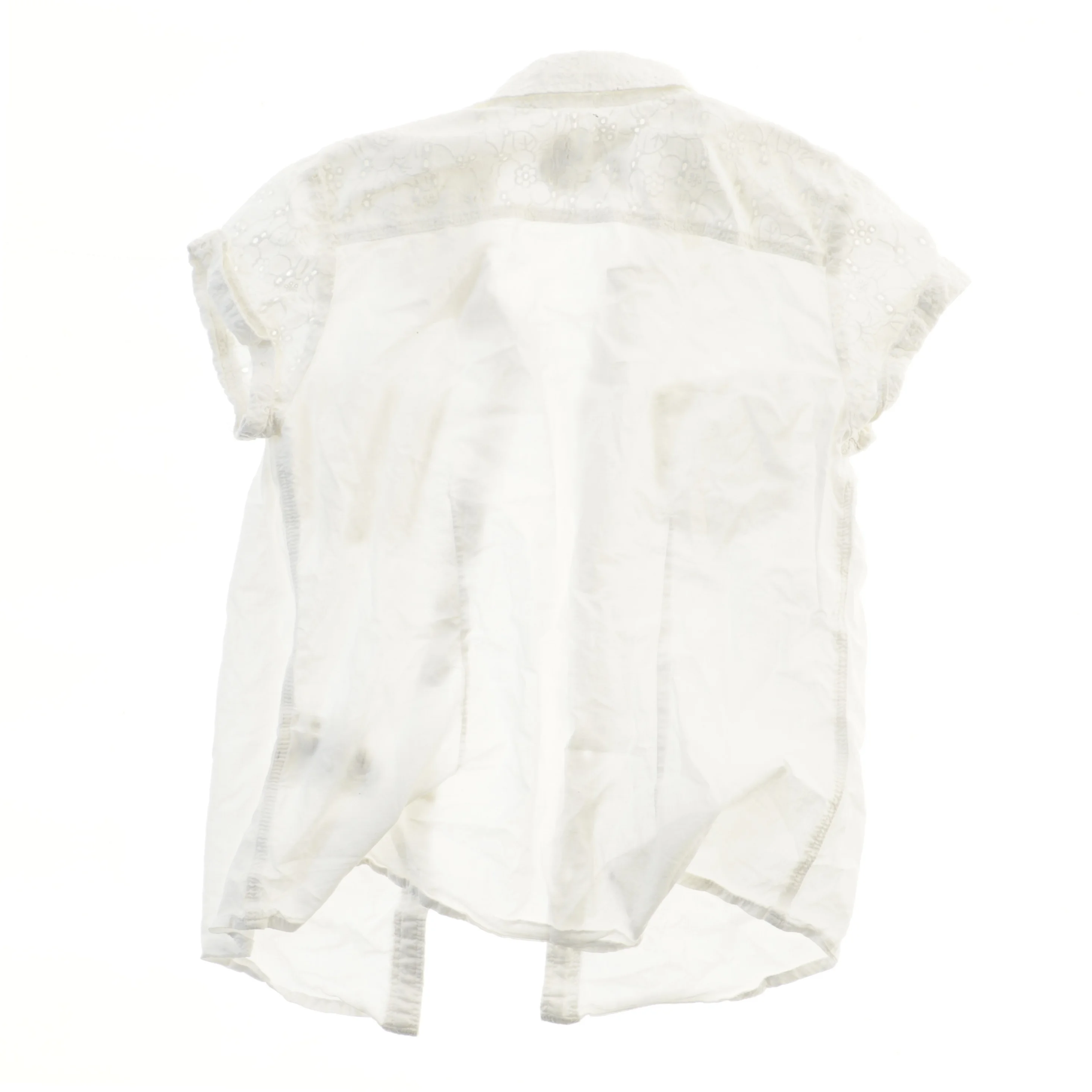 Hvid kortærmet skjorte med broderi fra H&M (str. 146)