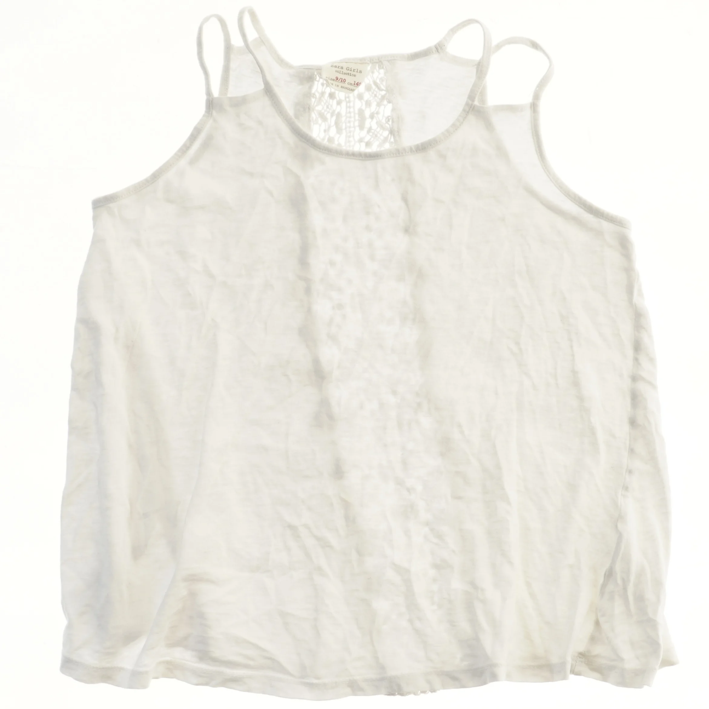 Hvid top med blondedetaljer fra Zara Girls (str. 140)
