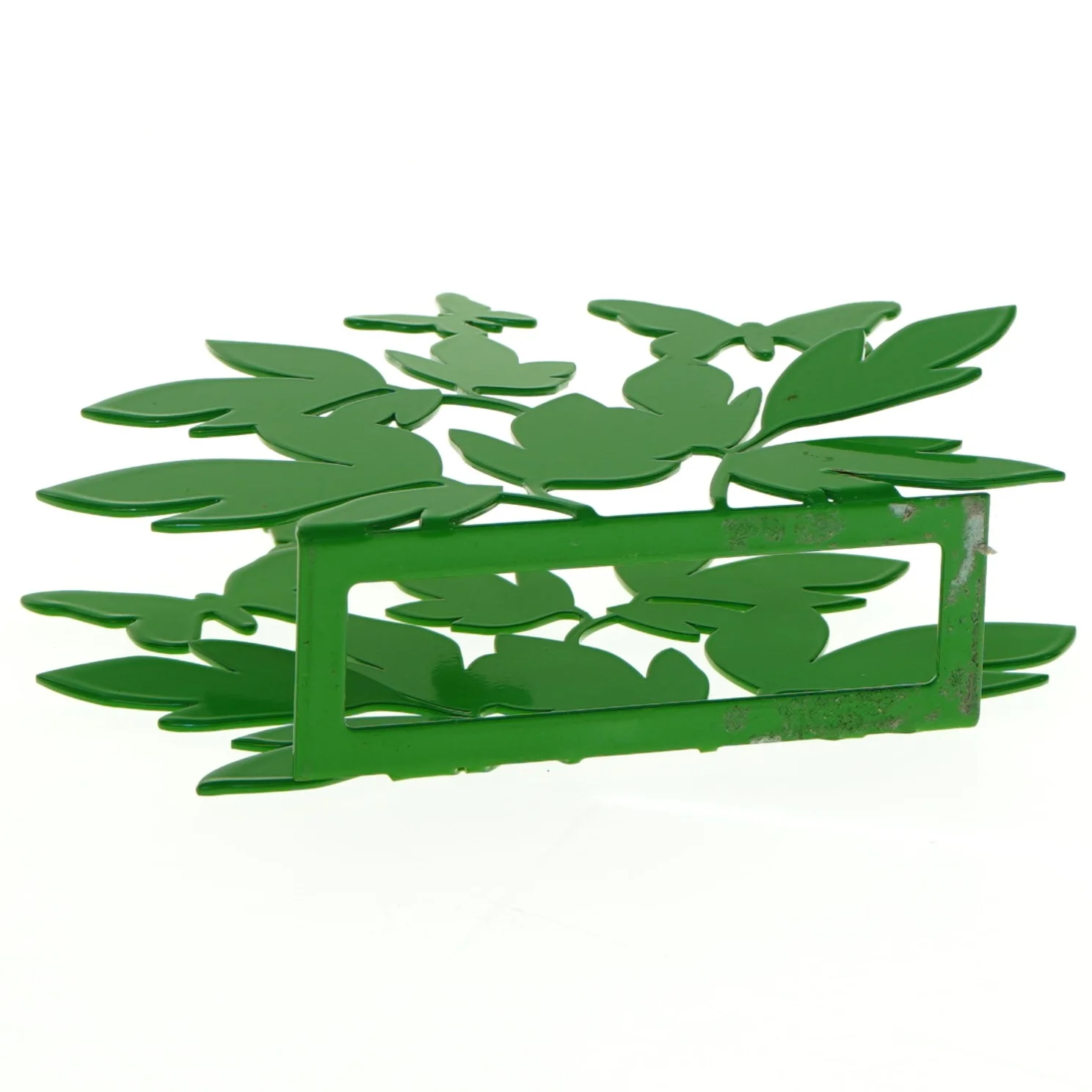 Servietholder i grøn metal (str. 19 x 16 cm)